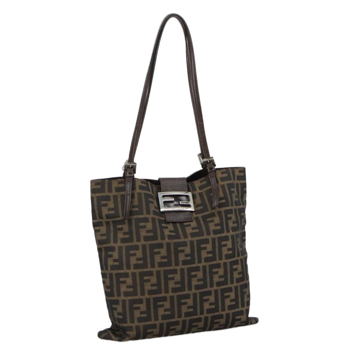 Fendi Zucca Canvas Tote Bag Brown Black, Women's