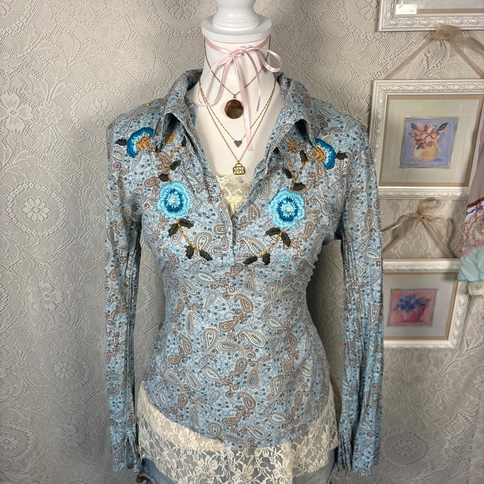 Other vintage rampage floral embroidered blouse Size L / US 10 / IT 46 - 3 Thumbnail