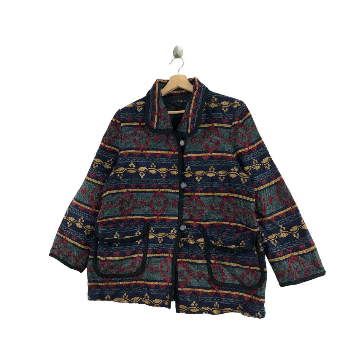 Vintage Vtg GAMZA JAPAN Harajuku Aztec Navajo AOP Jacket Coat Size XL / US 12-14 / IT 48-50 - 3 Thumbnail