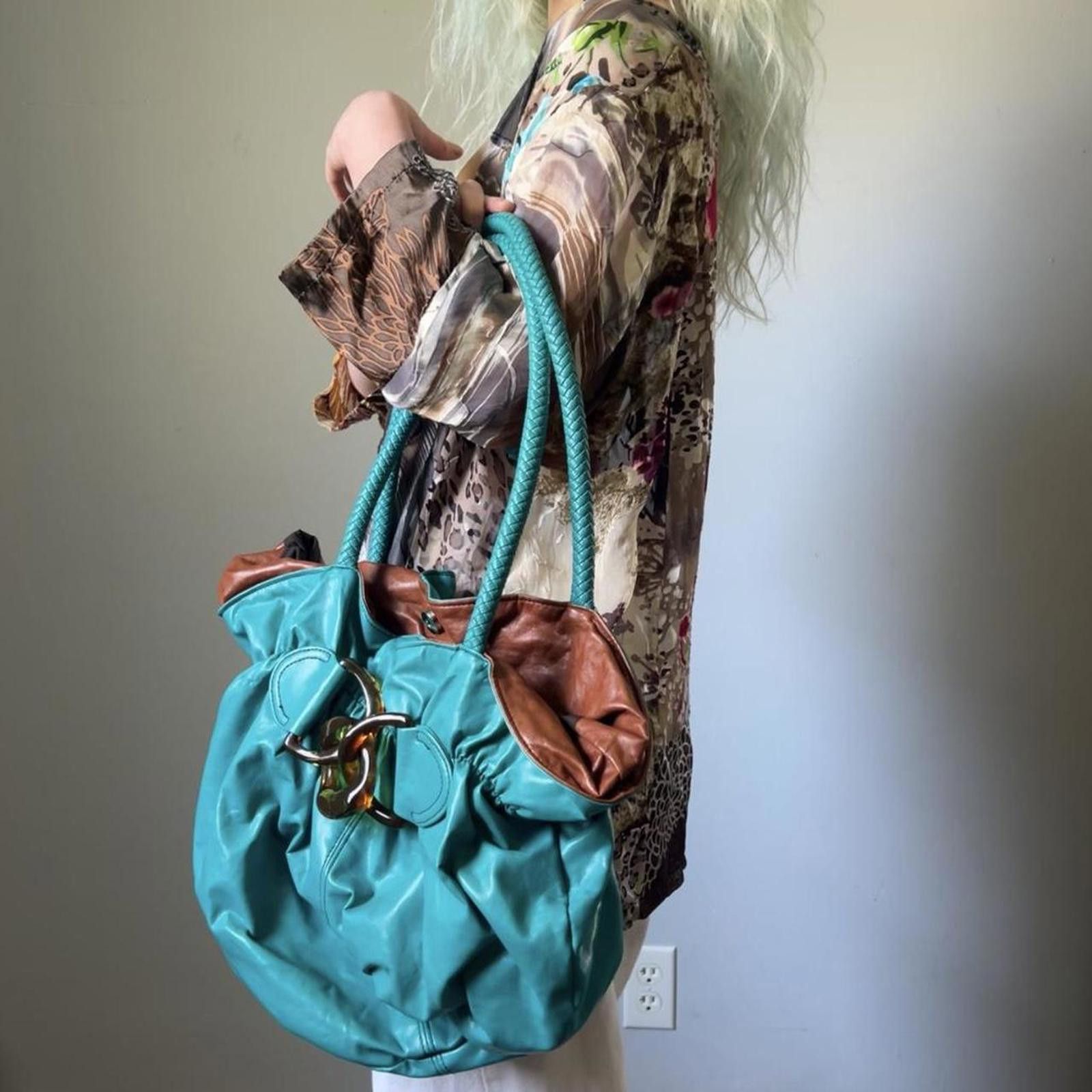 Other turquoise y2k faux leather slouchy shoulder bag Size ONE SIZE - 3 Thumbnail