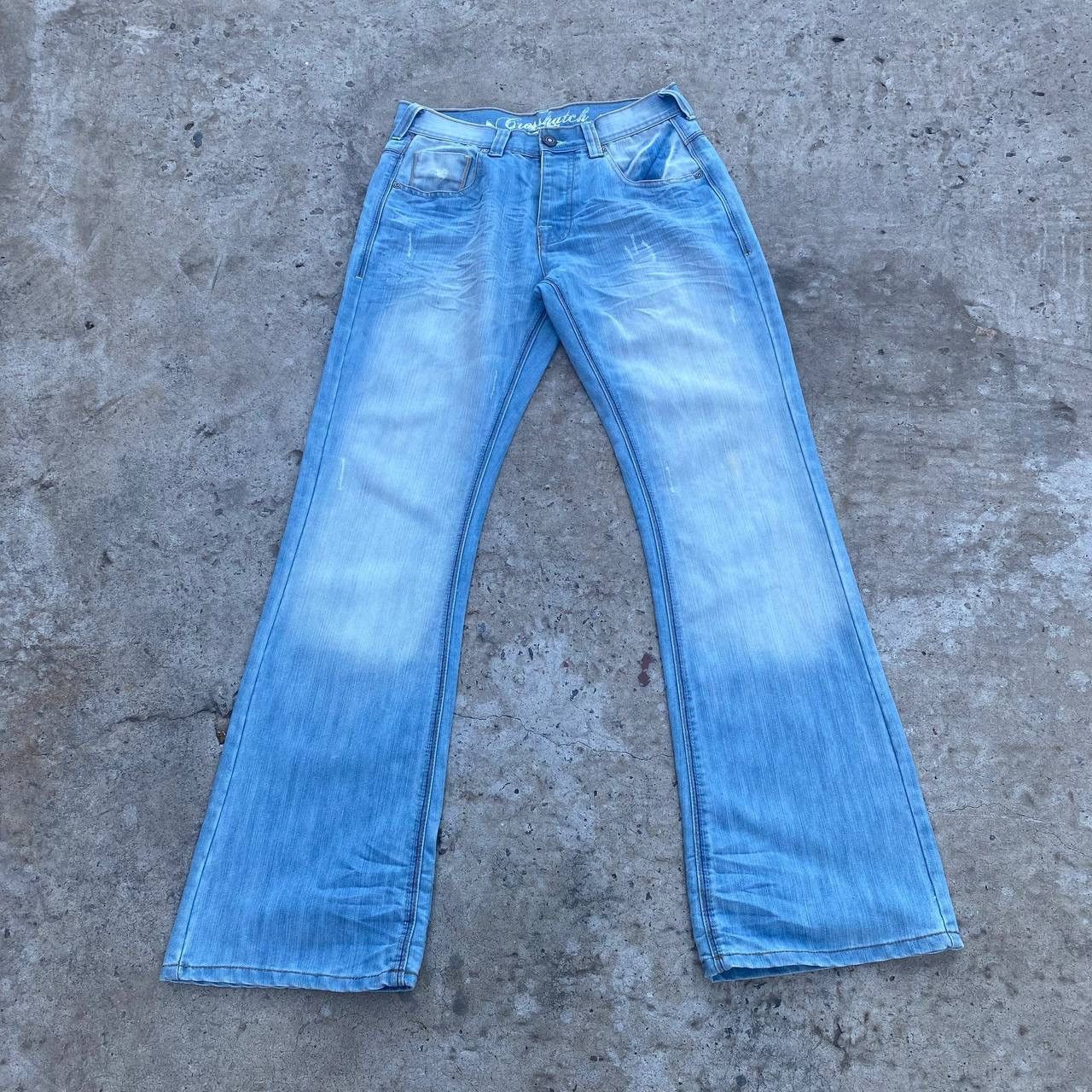 If Six Was Nine Vintage Japan Crosshatch Jeans Crazy W32xL34 Y2K 00s USA Size US 32 / EU 48 - 1 Thumbnail
