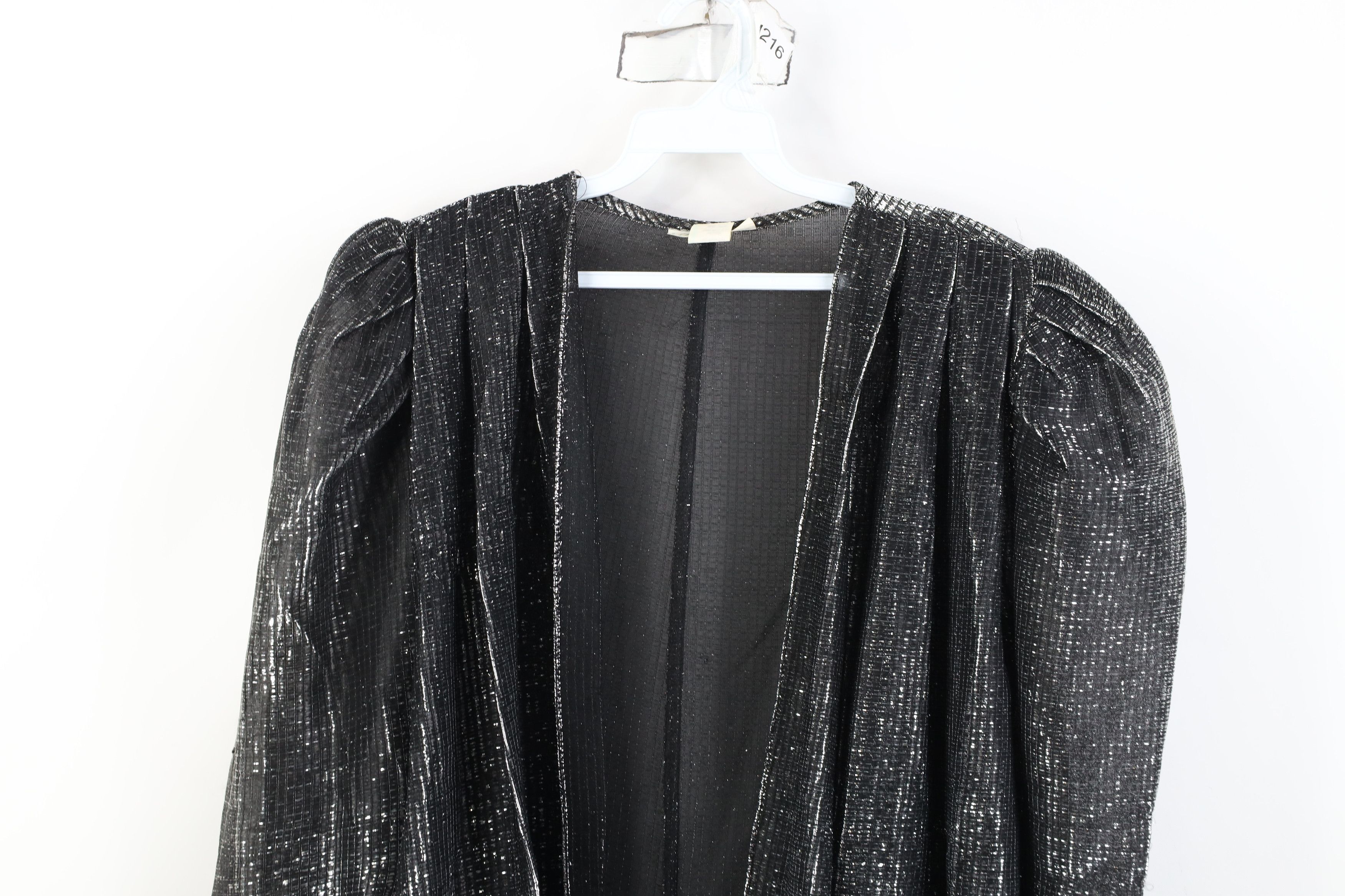 Vintage Vintage 80s Streetwear Puff Sleeve Metallic Open Jacket USA Size XXL / US 16-18 / IT 52-54 - 2 Thumbnail
