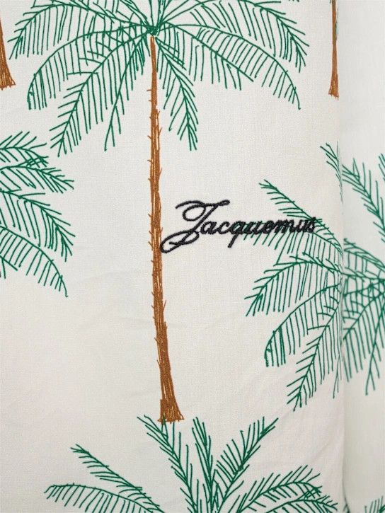 Jacquemus o1lsvrm0425 Simon Printed Cotton Shirt in Print Palmtrees Size US L / EU 52-54 / 3 - 5 Thumbnail