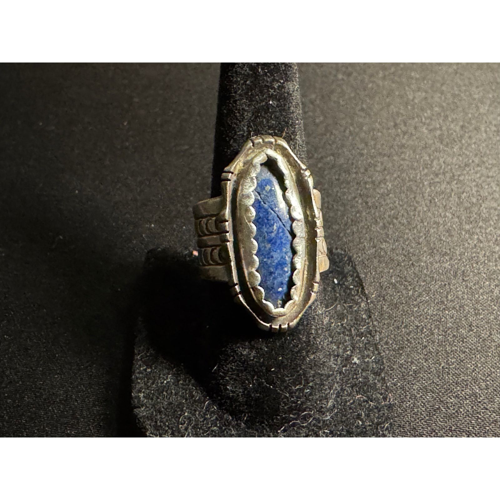 Other Nila Johnson Sterling Size 6.5 Navajo Ring Lapis Inlay Size ONE SIZE - 2 Thumbnail