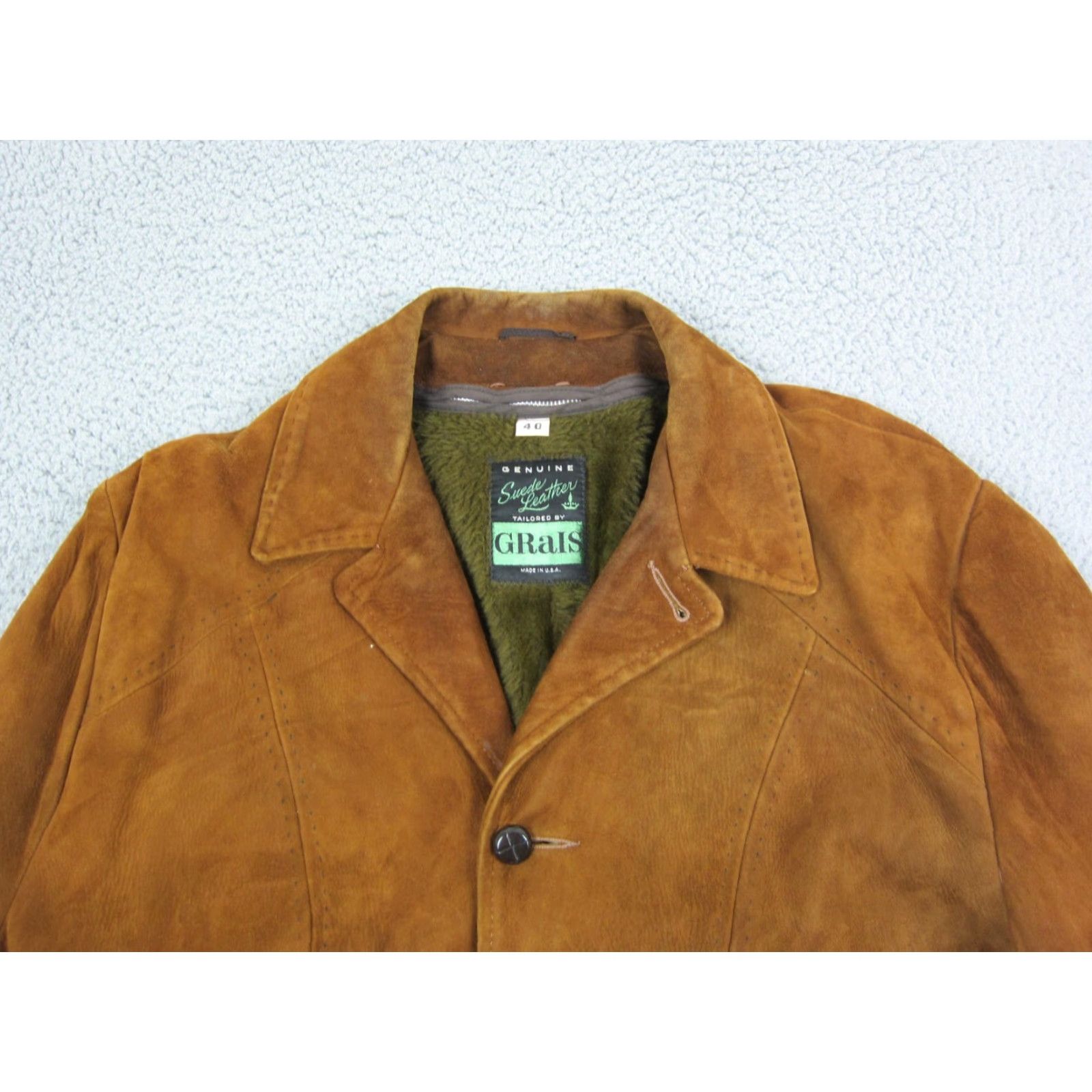 Vintage VINTAGE True Leather Jacket Mens 40 Brown Suede Sherpa 40s 50s 60s Parka 80s 90s Biker Motorcycle Western Mens Wear Size US XXS / EU 40 - 2 Thumbnail
