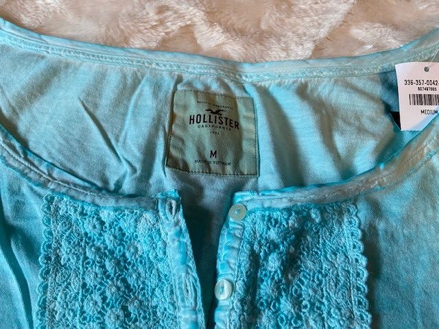 Hollister HOLLISTER Blue-Green Lace Trim Shirt NWT Size M / US 6-8 / IT 42-44 - 3 Thumbnail