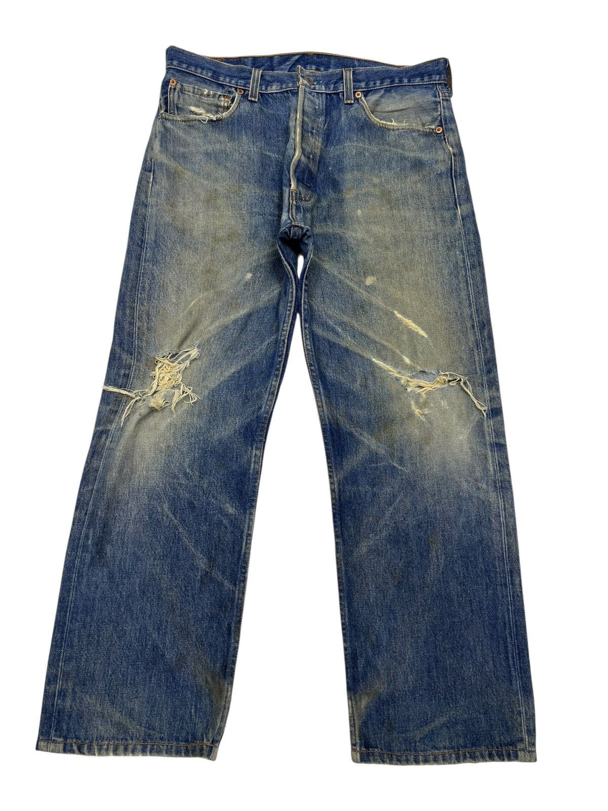 Kapital Vintage Levis 501xx Destroyed Denim Jean Made in USA 🇺🇸 Size US 34 / EU 50 - 1 Thumbnail