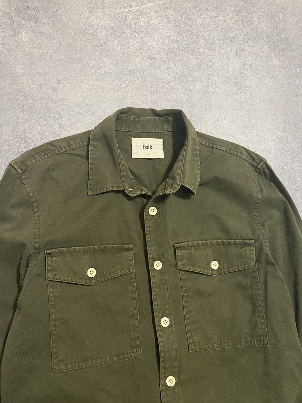 Folk Folk Olive Overshirt Flannel Shirt Size US L / EU 52-54 / 3 - 3 Thumbnail