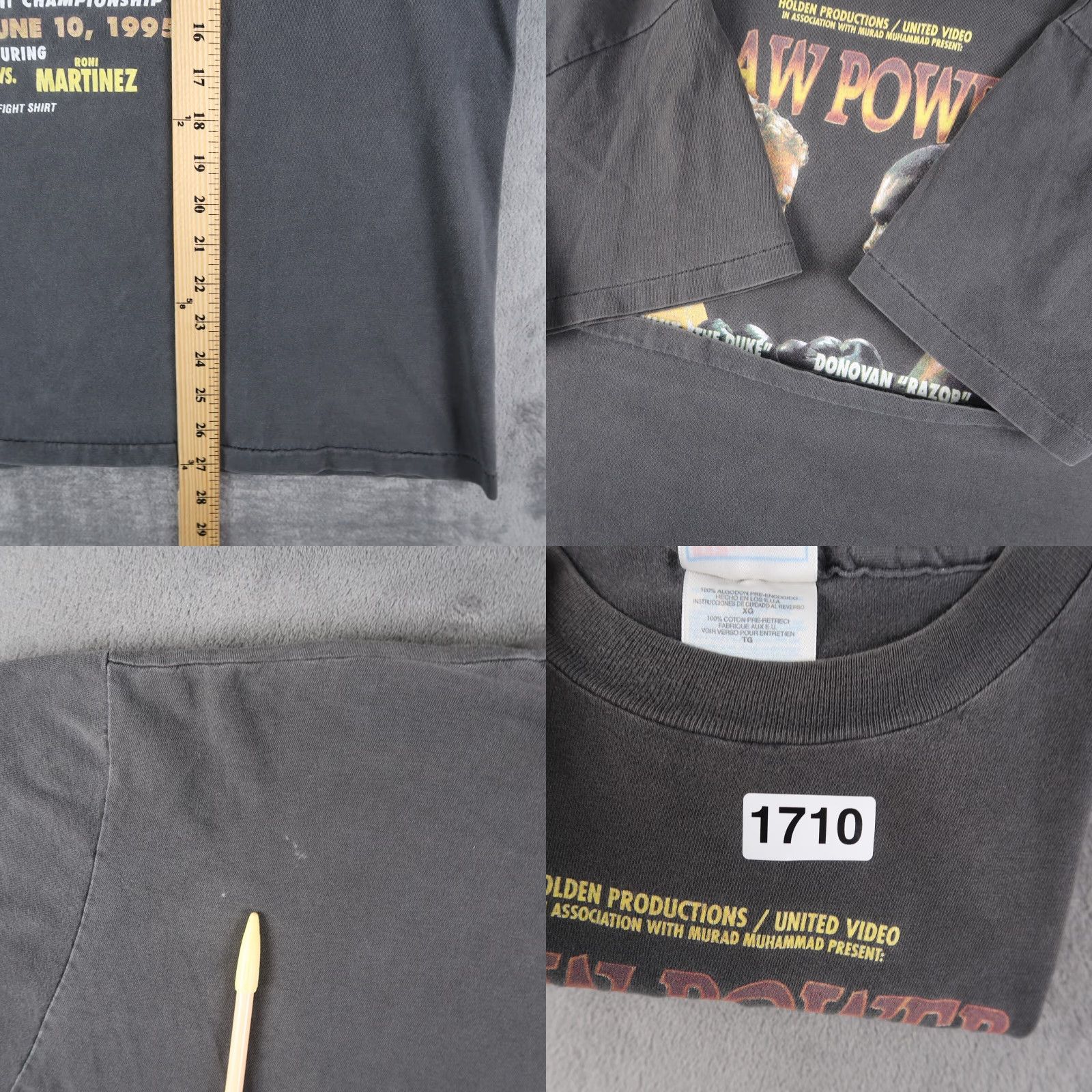 Hanes VINTAGE Tommy Morrison Donovan Ruddock IBC Heavyweight Championship Shirt XL Hanes Graphic Tee Black 1990s Mens Size US XL / EU 56 / 4 - 9 Thumbnail
