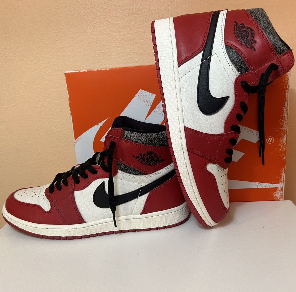 image of Jordan Nike Jordan 1 Lost & Found Shoes in Red, Men's (Size 12)