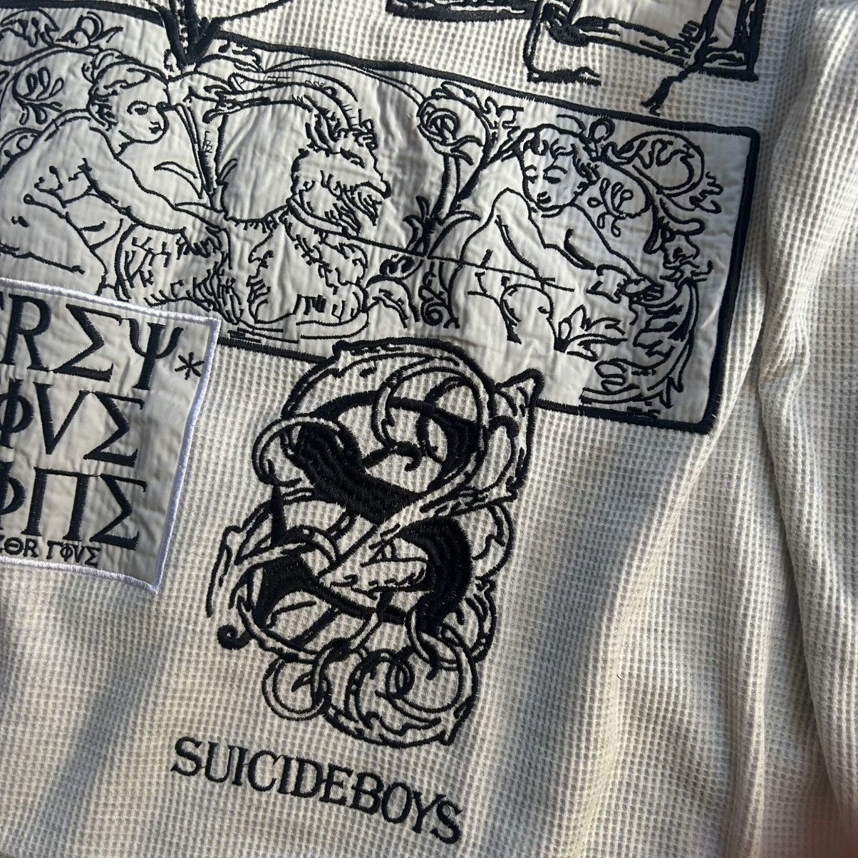 G59 Records 2023 $uicideboy$ OCCULT ESOTERiC OATMEAL MÉLANGE HENLEY Size US XL / EU 56 / 4 - 4 Thumbnail