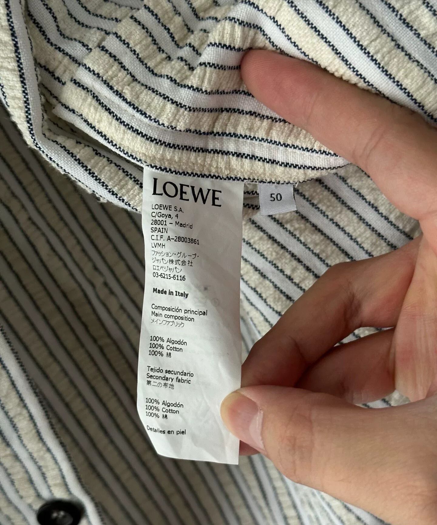 Loewe Loewe Striped Cotton Shirt with Leather Pocket Size US L / EU 52-54 / 3 - 4 Thumbnail
