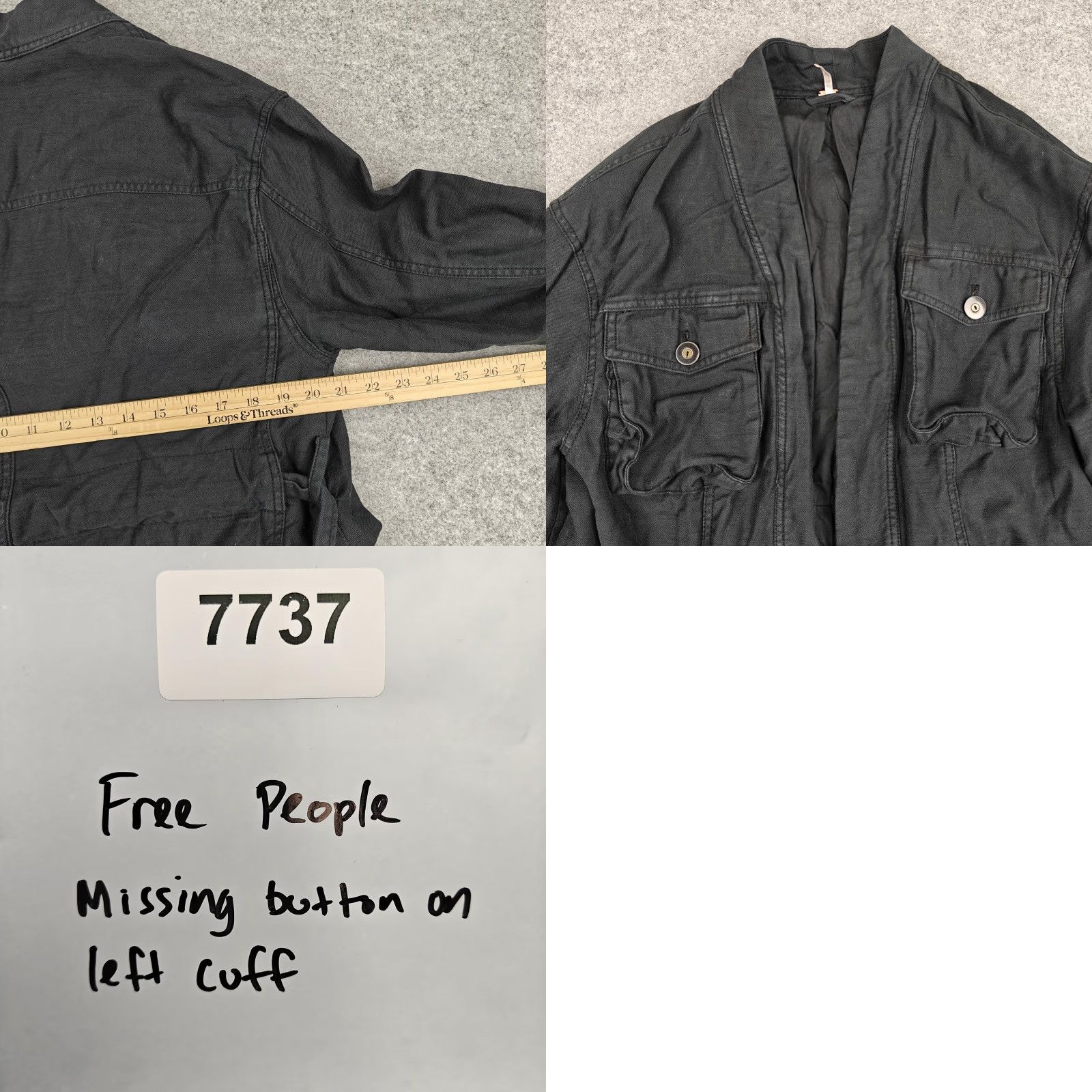 Free People Free People Jacket Womens Small Black Canvas Belted Pockets Open Front Size S / US 4 / IT 40 - 8 Thumbnail