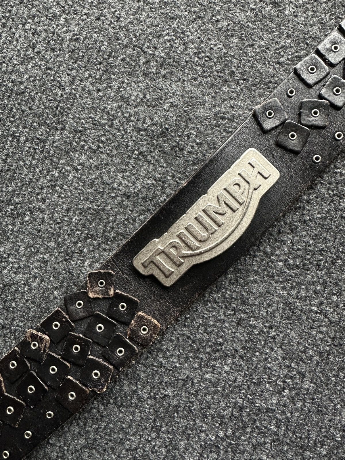 Other 🚨 LEATHER VNTG TRIUMPH MOTORCYCLE BELT RARE MOTO Size ONE SIZE - 4 Thumbnail
