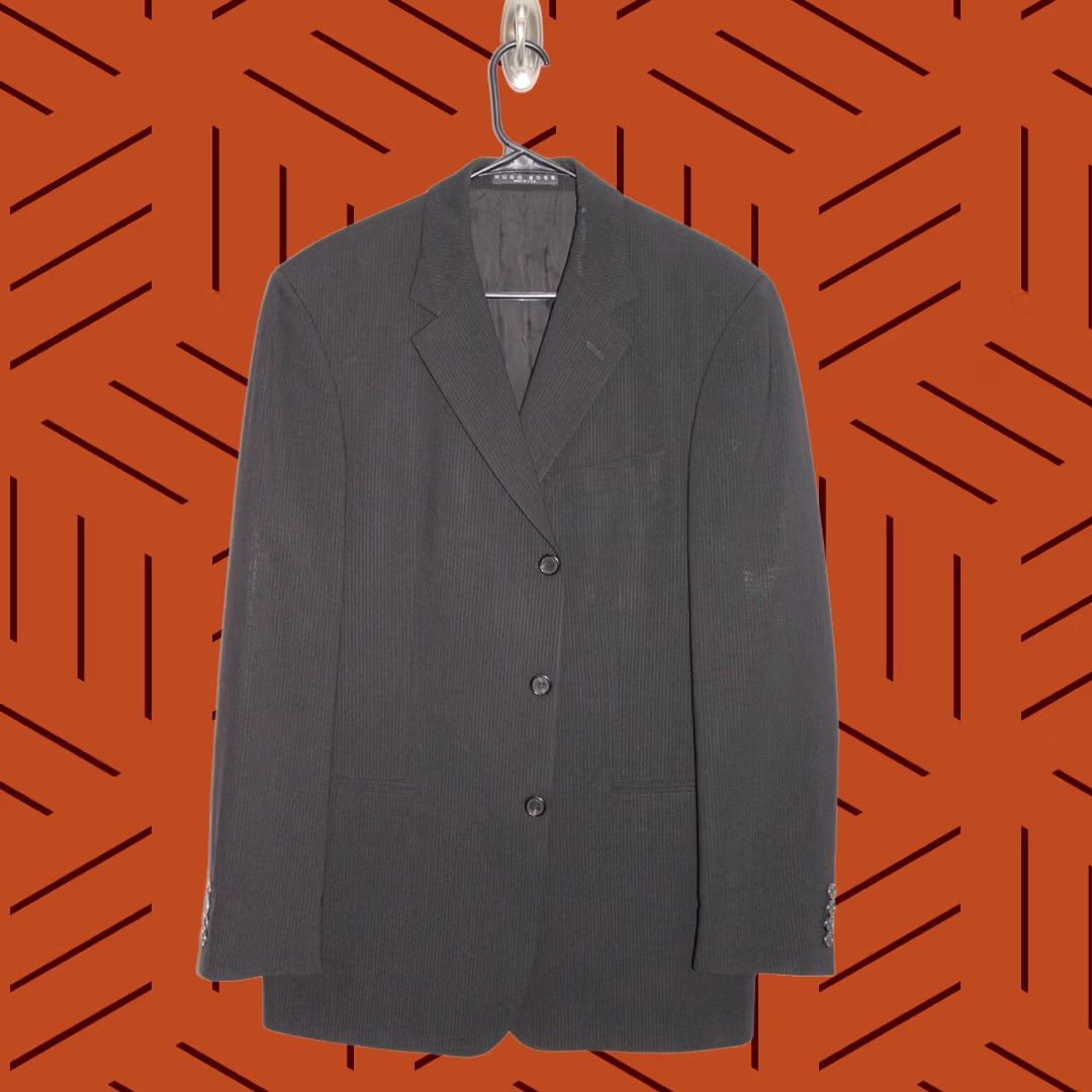 Hugo Boss Einstein Sport Coat Sz 40r Black Striped Wool Stretch Suit Jacket, Men's