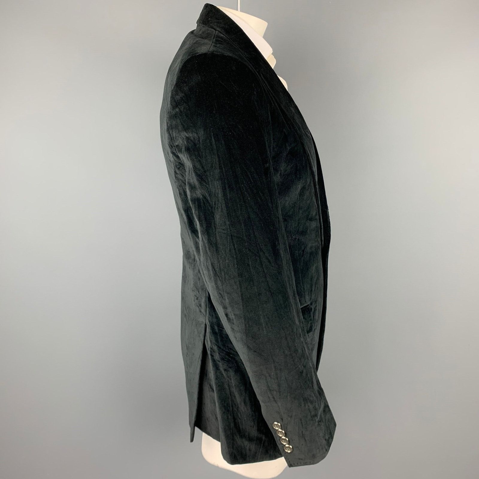 Dolce & Gabbana Size 40 Regular Black Cotton Velvet Sport Coat Size 40R - 3 Thumbnail