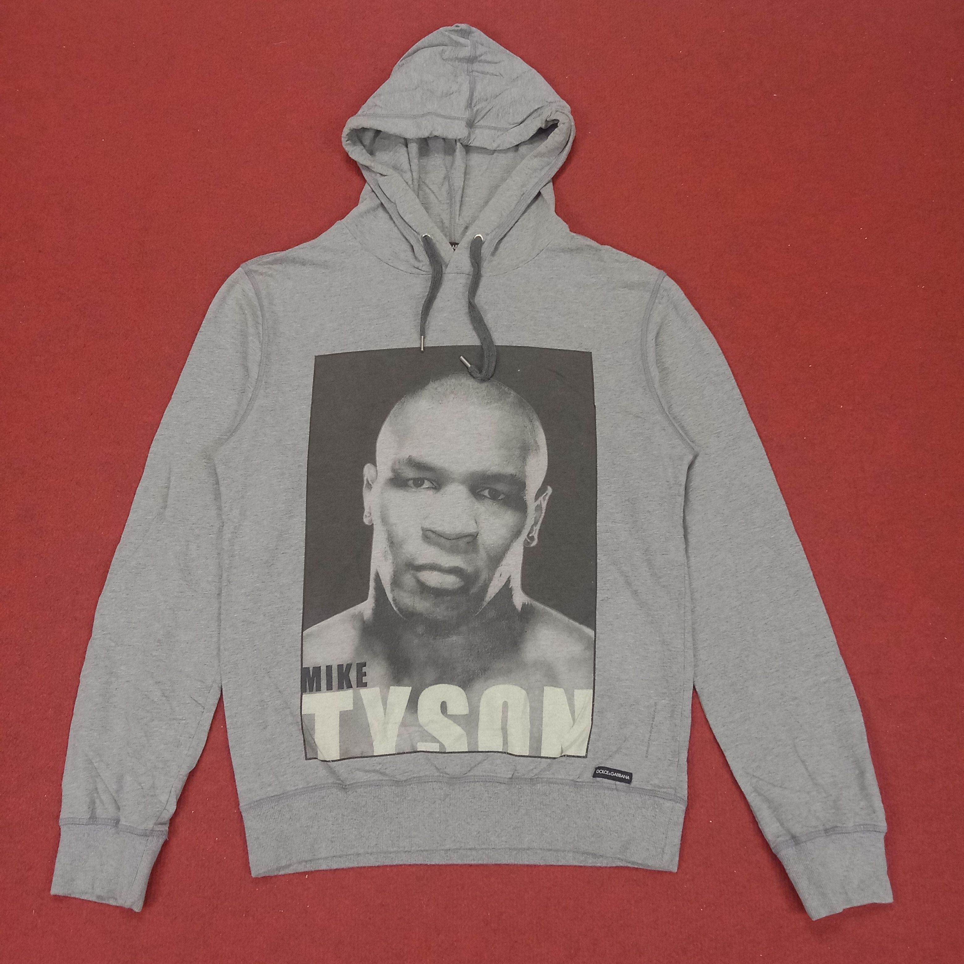 image of Dolce Gabbana x Vintage Dolce & Gabbana Mike Tyson Photo Print Style Hoodies in Grey (Size Small)