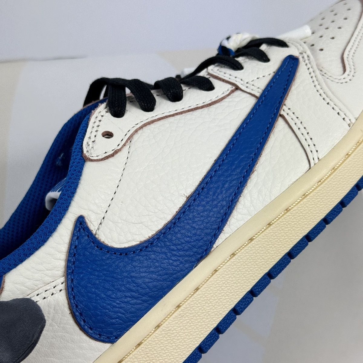 Fragment Design × Nike × Travis Scott JORDAN 1 RETRO LOW OG SP SAIL MILITARY BLUE SNEAKERS Size US 8 / EU 41 - 10 Thumbnail