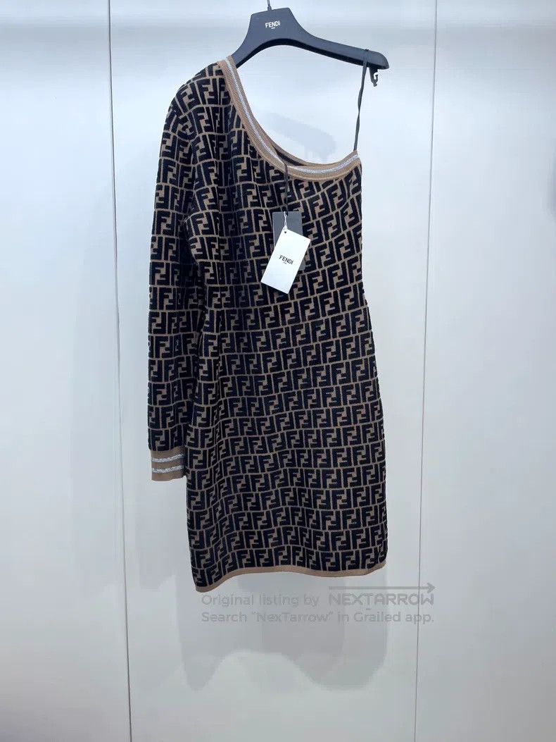 Fendi Fendi Monogrammed knit off-shoulder dress Size M / US 6-8 / IT 42-44 - 1 Thumbnail