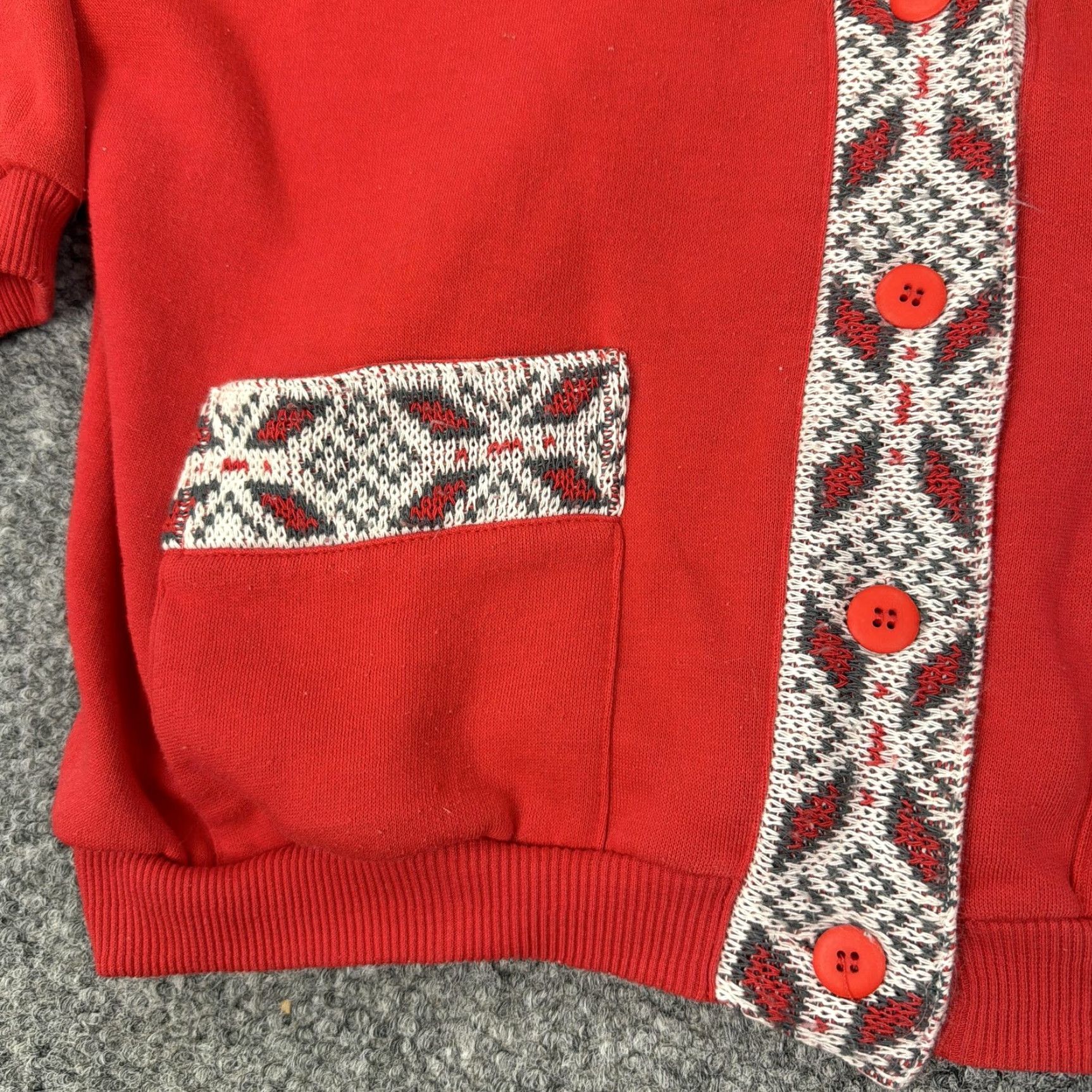 Vintage VINTAGE Red Cardigan Sweater Womens S Puff Sleeve Button Geometric Knit V-Neck Holiday Christmas Shirt? Size S / US 4 / IT 40 - 5 Thumbnail