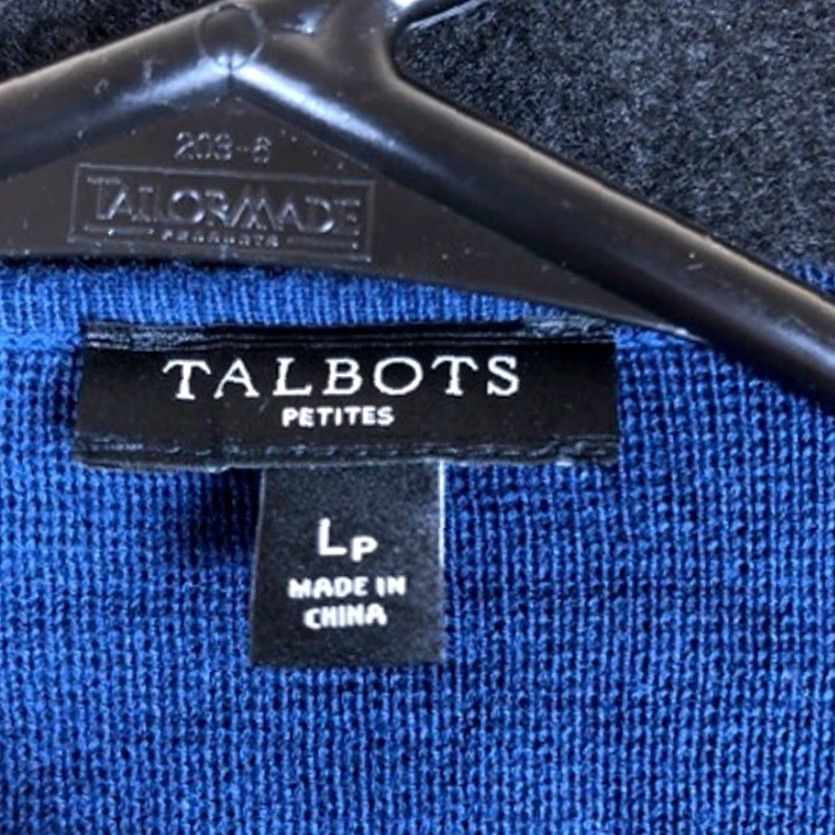 Talbots VINTAGE Talbots Womens Sweater Cardigan Heavy Open Front Long Sleeve Pockets LP Blue, Petite, Knitt? Size L / US 10 / IT 46 - 6 Thumbnail