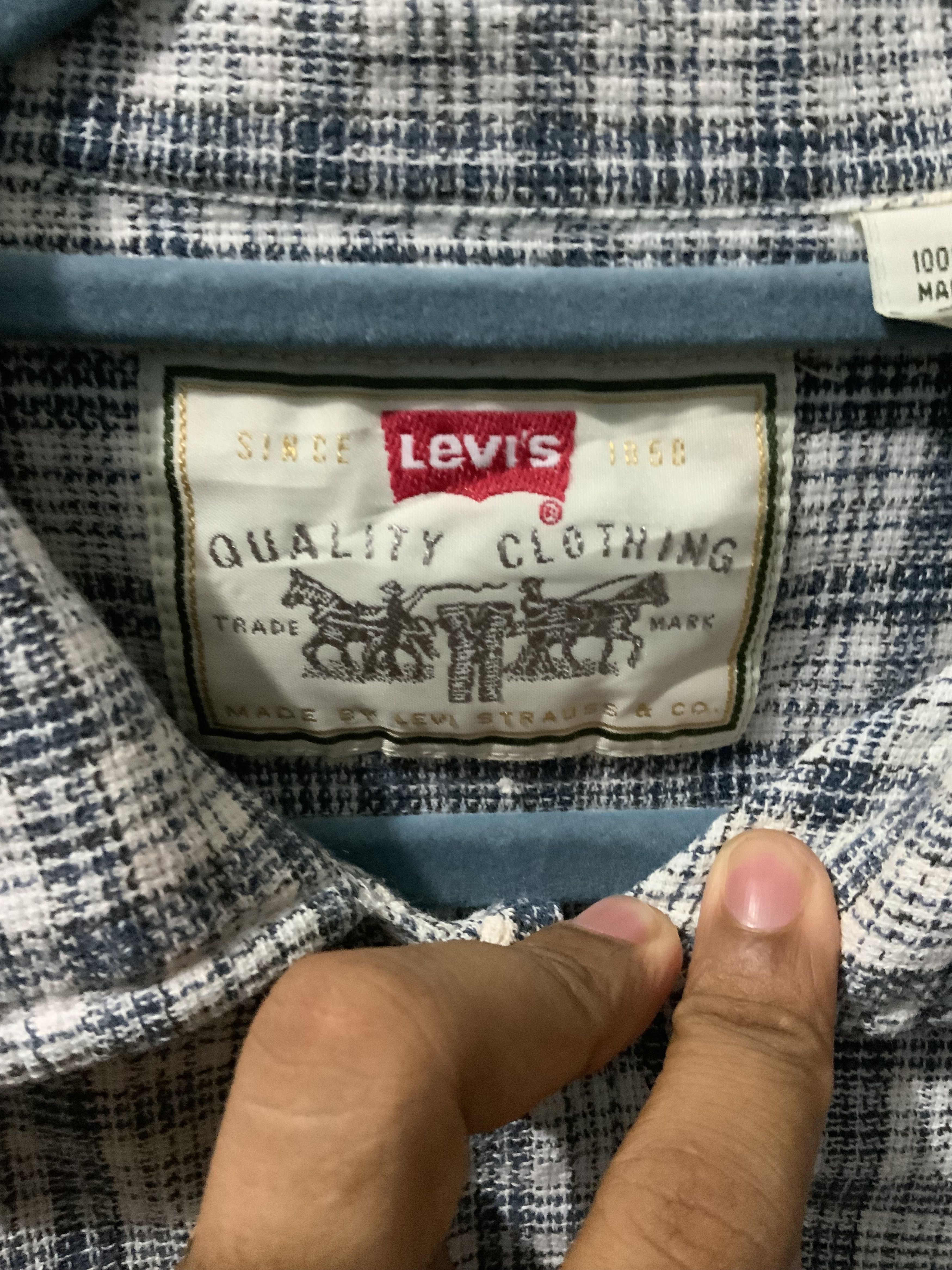Levi's Levi’s Checked Collar Camp Shirt Size US L / EU 52-54 / 3 - 9 Thumbnail