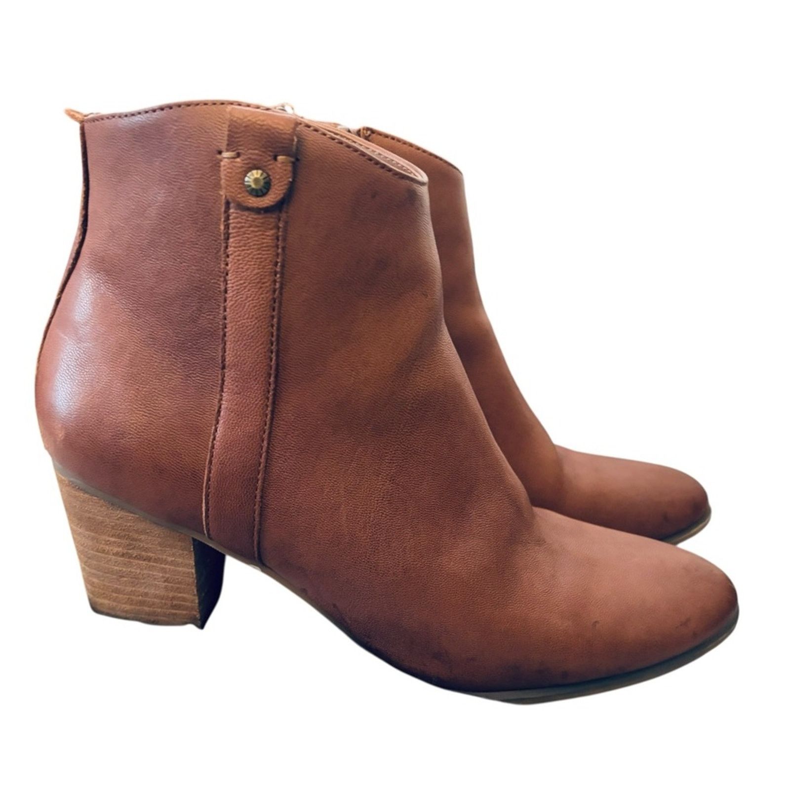 Bass G.H. Bass & Co. Shiloh Cognac Leather Ankle Bootie Size US 9 / IT 39 - 1 Thumbnail