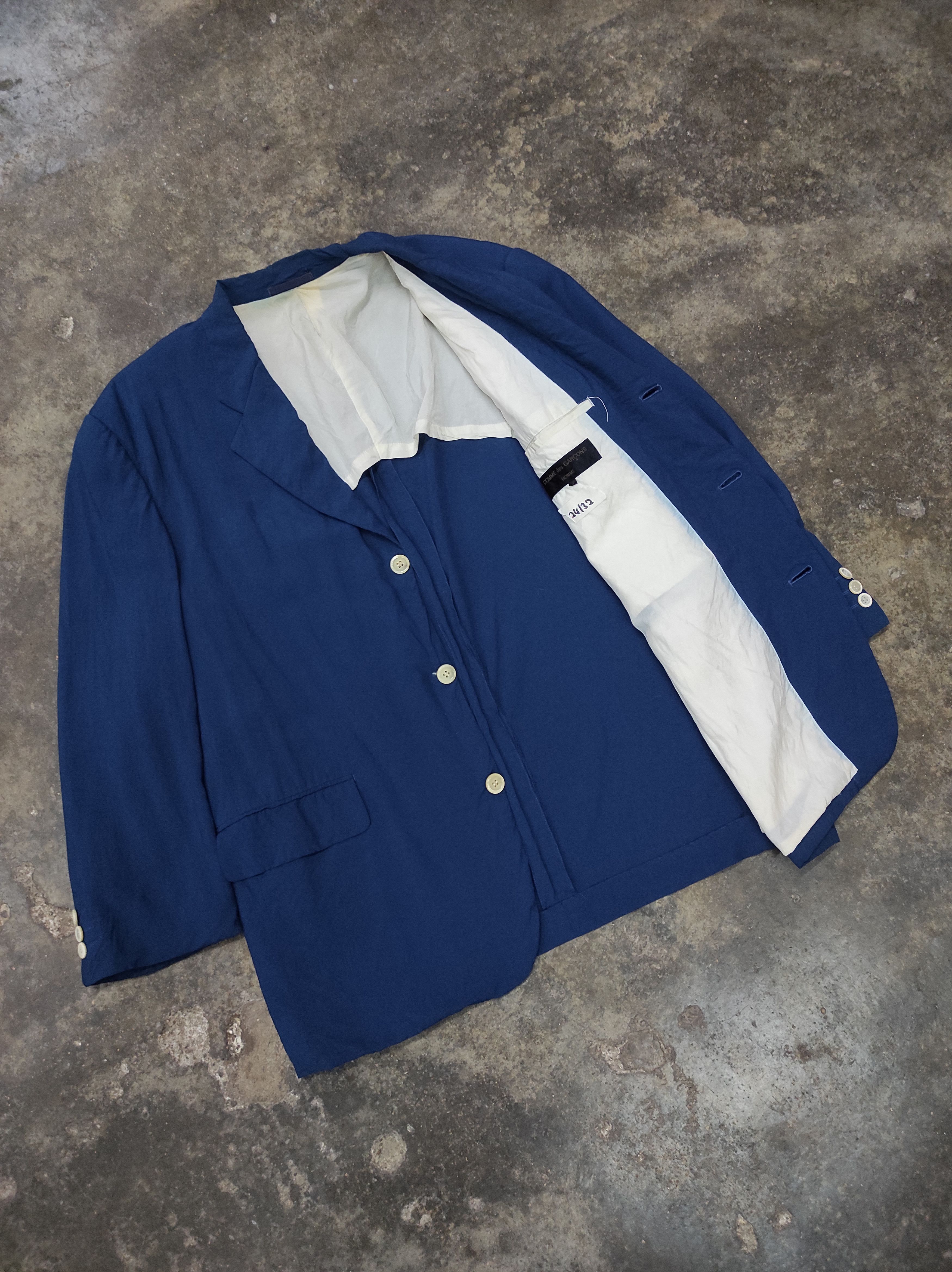 AD1995 COMME DES GARCONS HOMME RAYON NAVY BLUE BLAZER JACKET