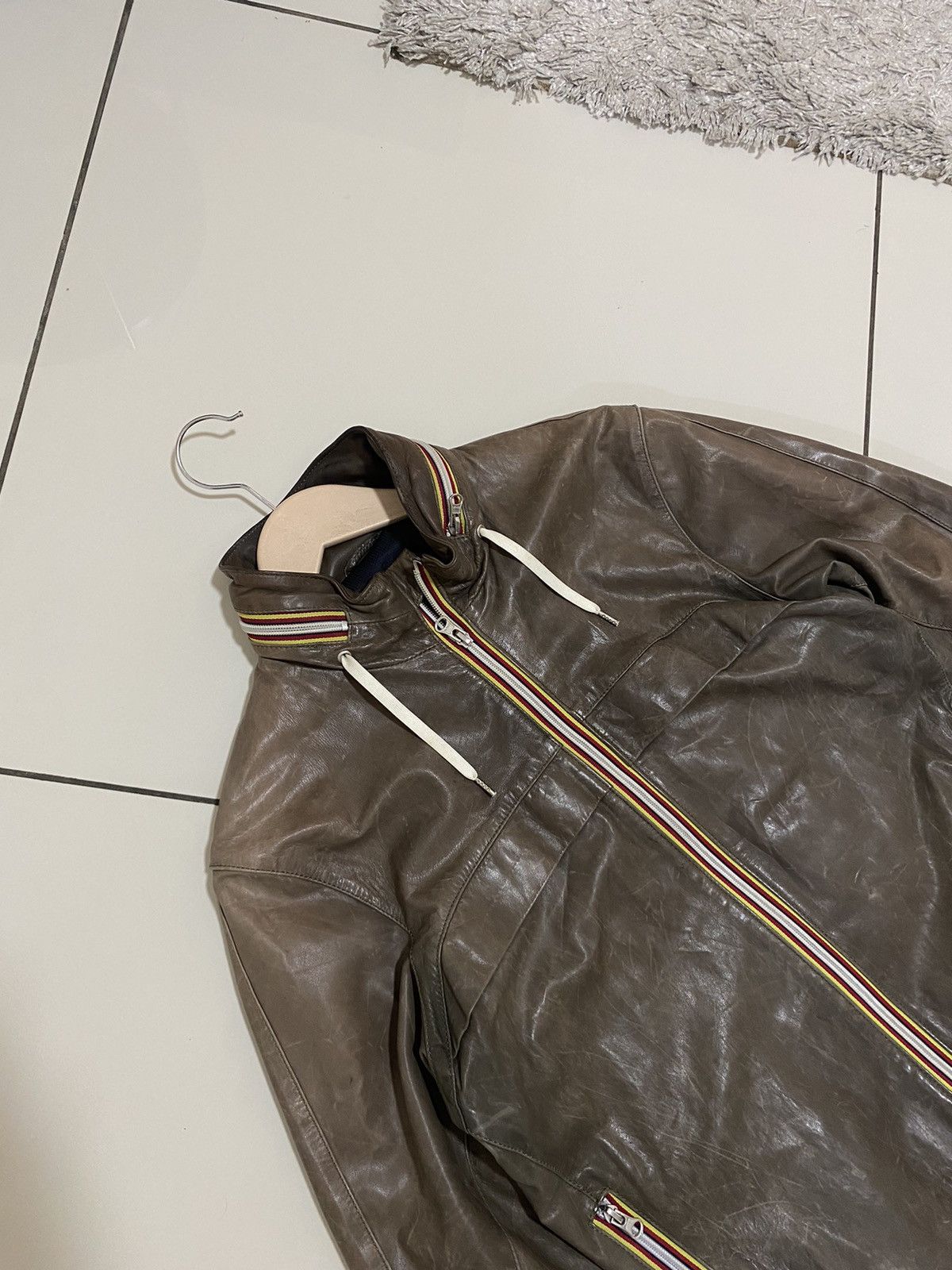 Designer × Vintage Gold Bunny Mens Leather Biker Motorcycle Bomber Jacket Italy Size US S / EU 44-46 / 1 - 13 Thumbnail