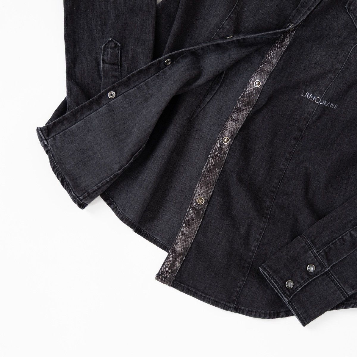 Liu Jo Liu Jo Womens Black Denim Shirt Snap Button Slim Fit Stretch Size S / US 4 / IT 40 - 6 Thumbnail