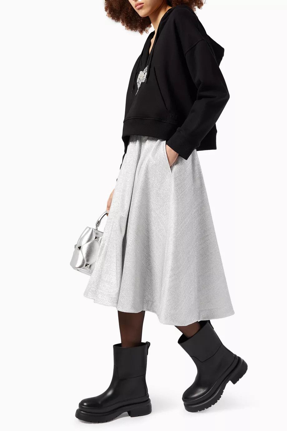 Valentino o1y0326 Midi Skirt in Silver Size 28" / US 6 / IT 42 - 2 Thumbnail