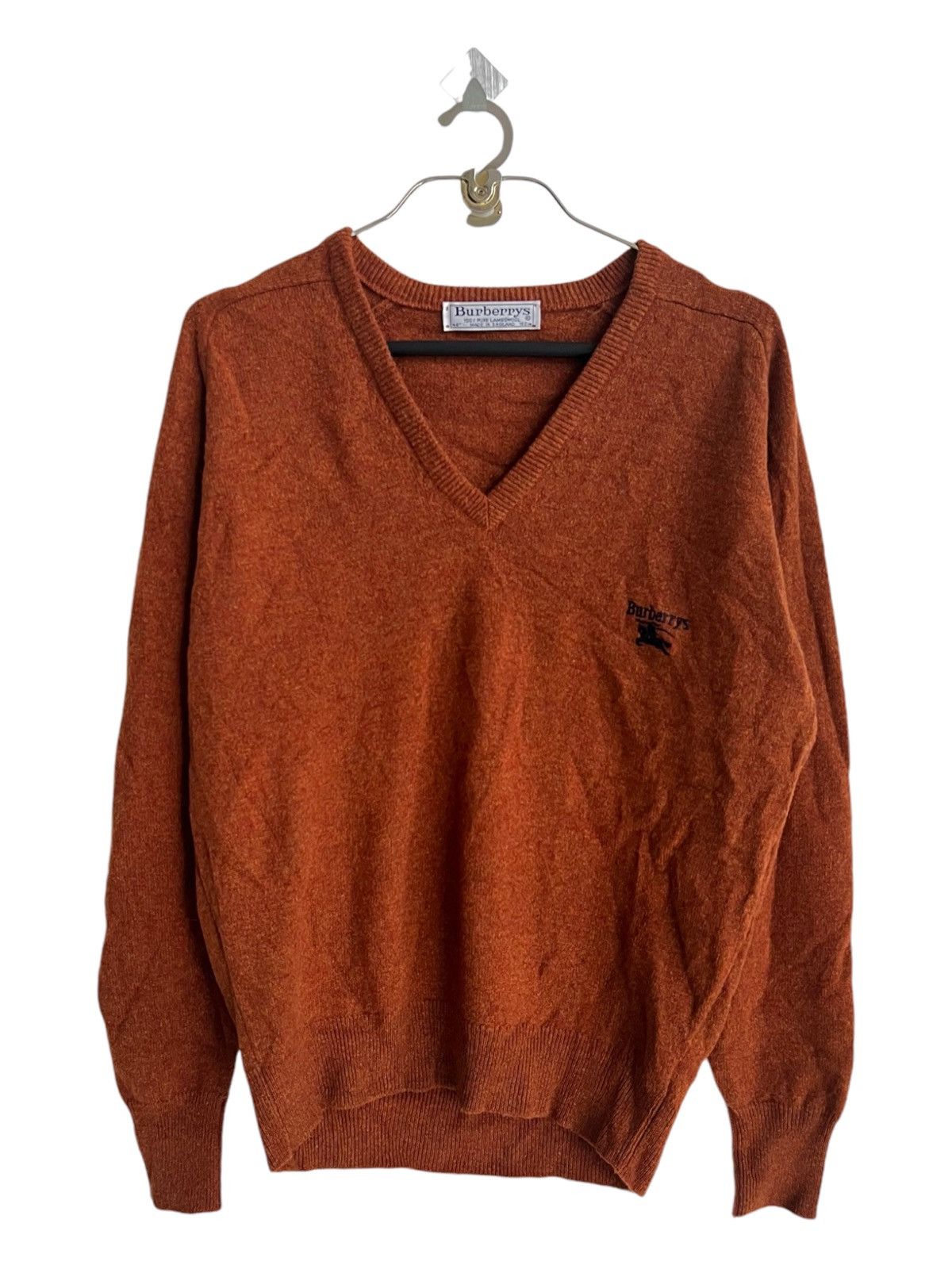 Burberry × Burberry Prorsum × Vintage Vintage 1990s Burberrys 🏴󠁧󠁢󠁥󠁮󠁧󠁿 Pure Lambswool V Neck Knit Sweater Size US M / EU 48-50 / 2 - 2 Thumbnail