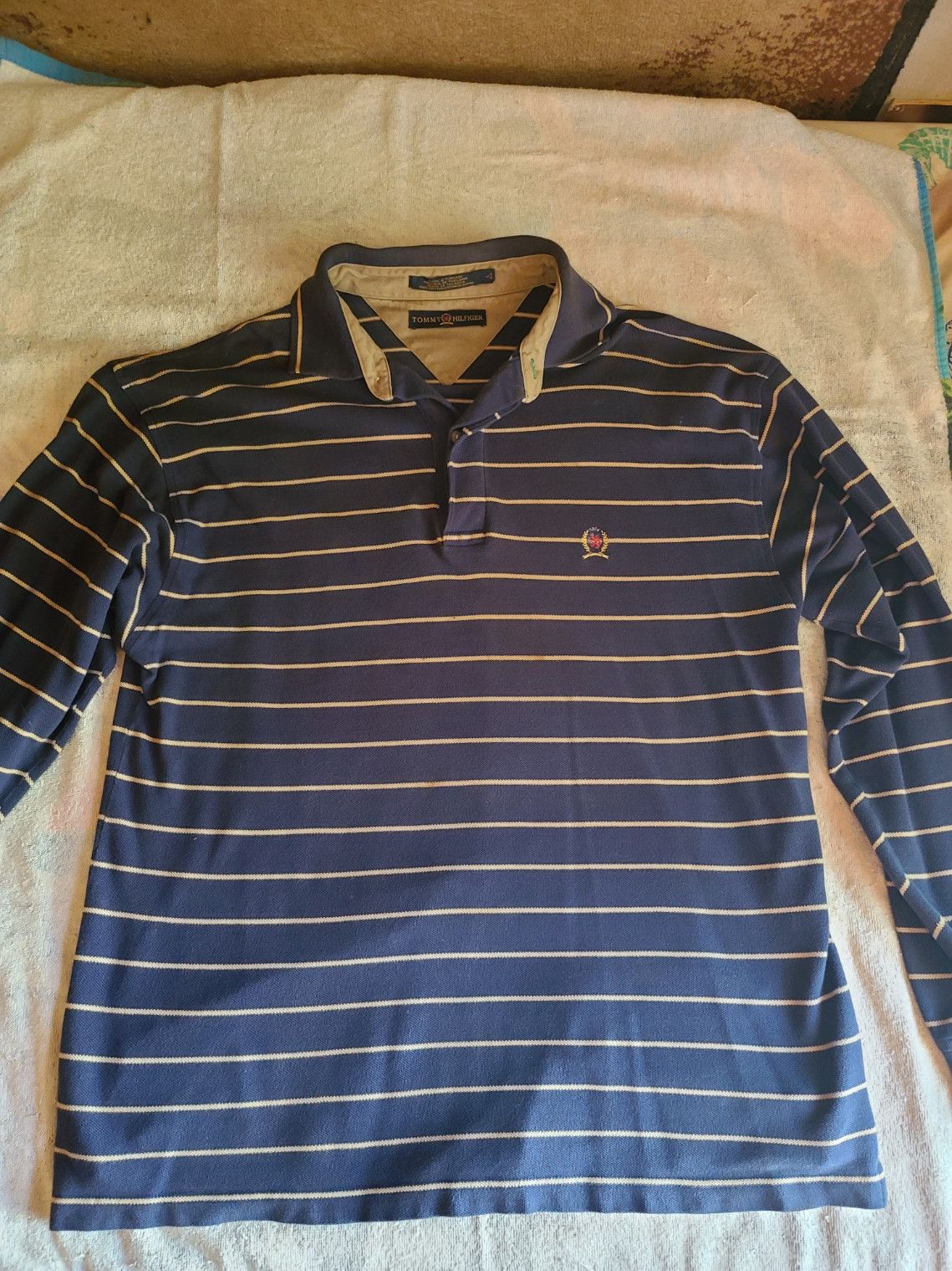 Tommy Hilfiger Vintage Tommy Hilfiger Heritage Crest Striped Polo - Navy Size US M / EU 48-50 / 2 - 1 Thumbnail