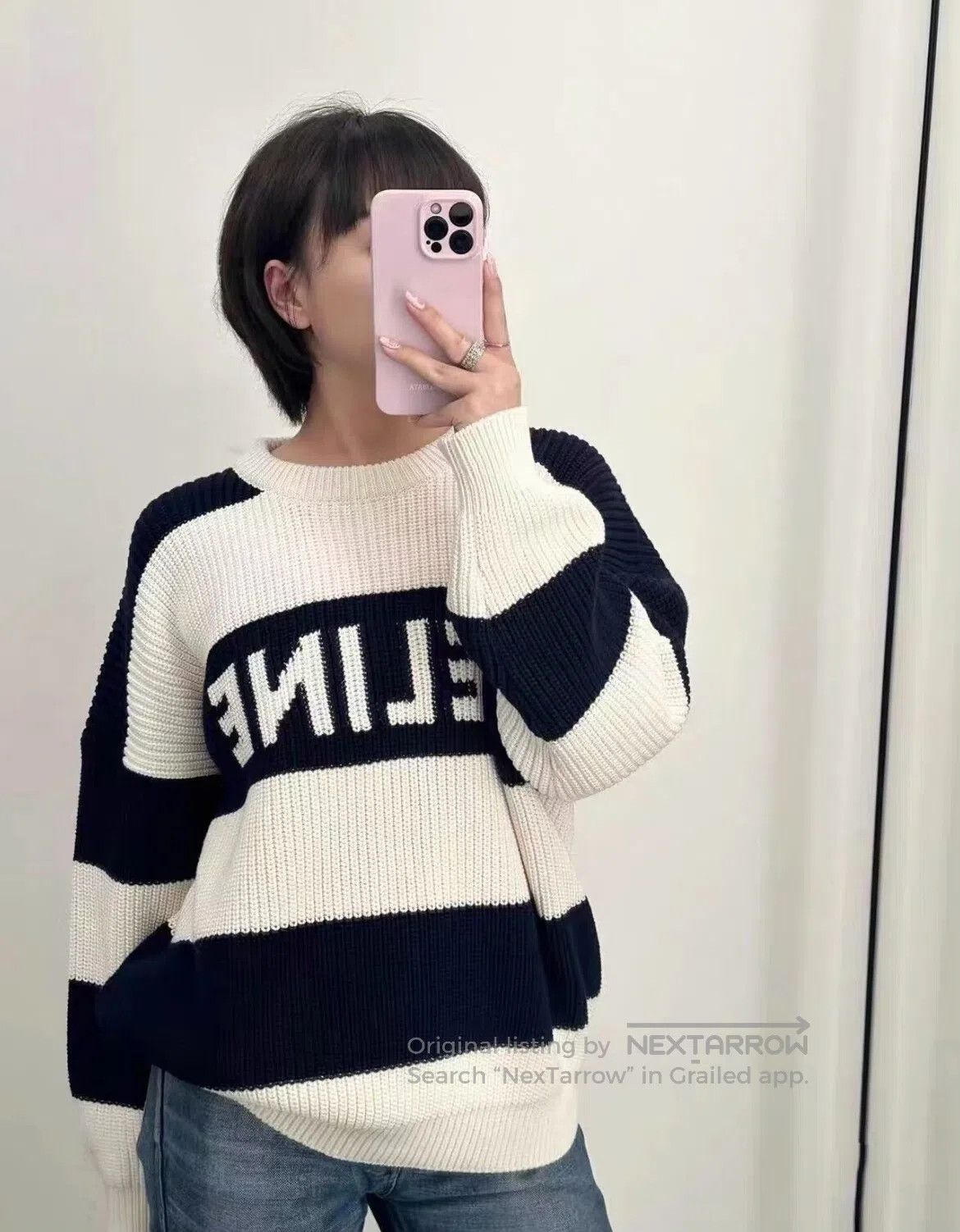 Celine CELINE Alphabet logo, stripes, knit sweater| Size M / US 6-8 / IT 42-44 - 1 Thumbnail