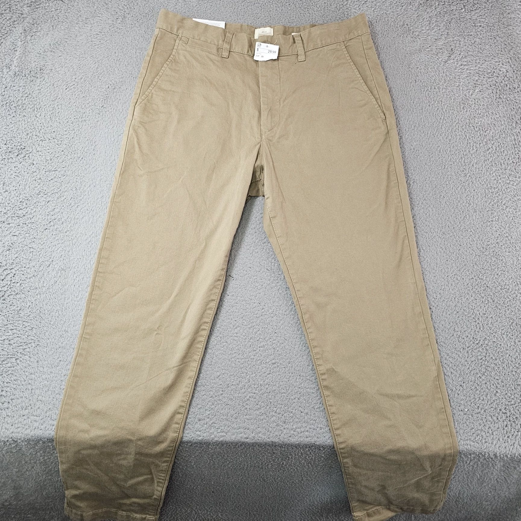 H&M H&M LOGG Pants Mens 33 Khaki Slim Fit Stretch Chino Casual Flat Front 33x30 NWT Size US 33 - 2 Thumbnail
