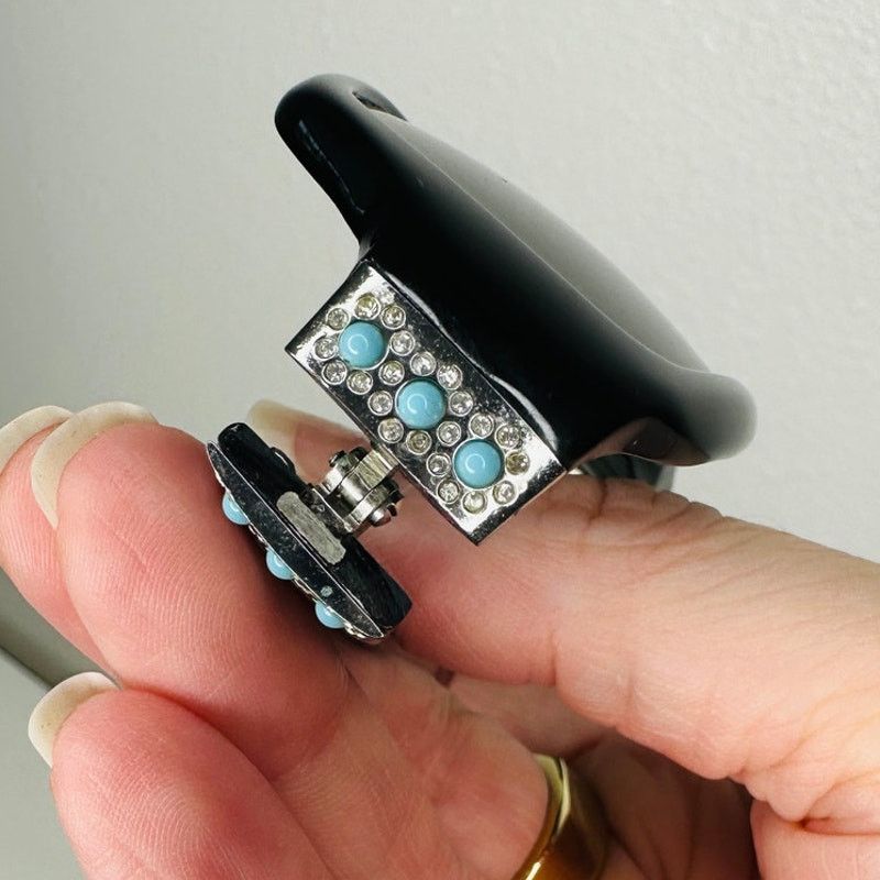Valentino Valentino Black Sunglasses Silver & Blue Bead Embellishment Size ONE SIZE - 15 Thumbnail