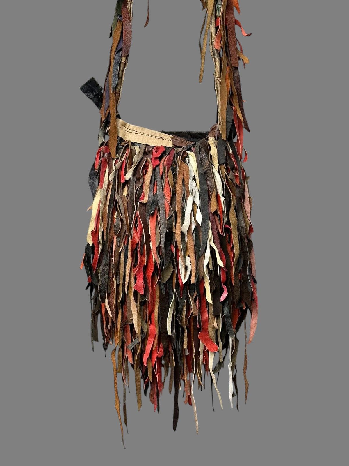 KMRii Artisan Multi Leather Fringe Bag Avantgarde Style Size ONE SIZE - 5 Thumbnail