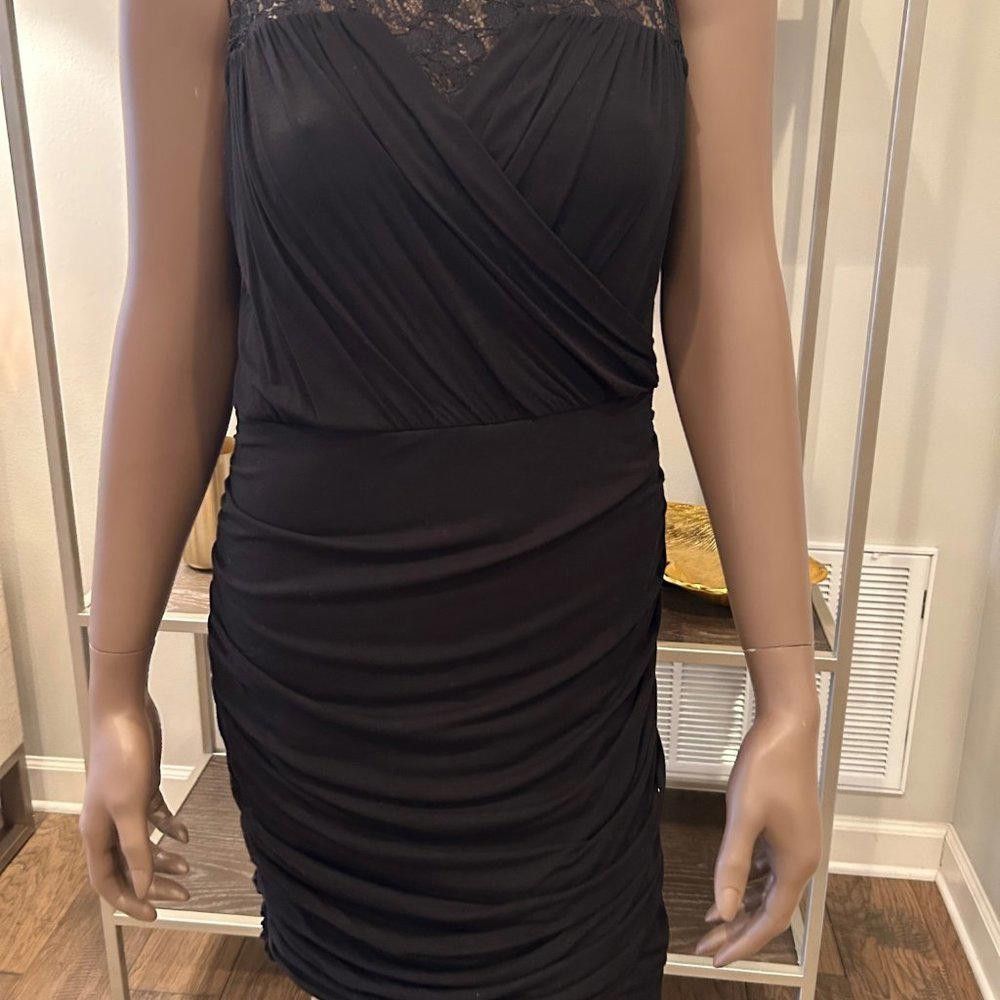 Designer Cynthia Steffe Black Ruched Midi Sleeveless Size M / US 6-8 / IT 42-44 - 4 Thumbnail
