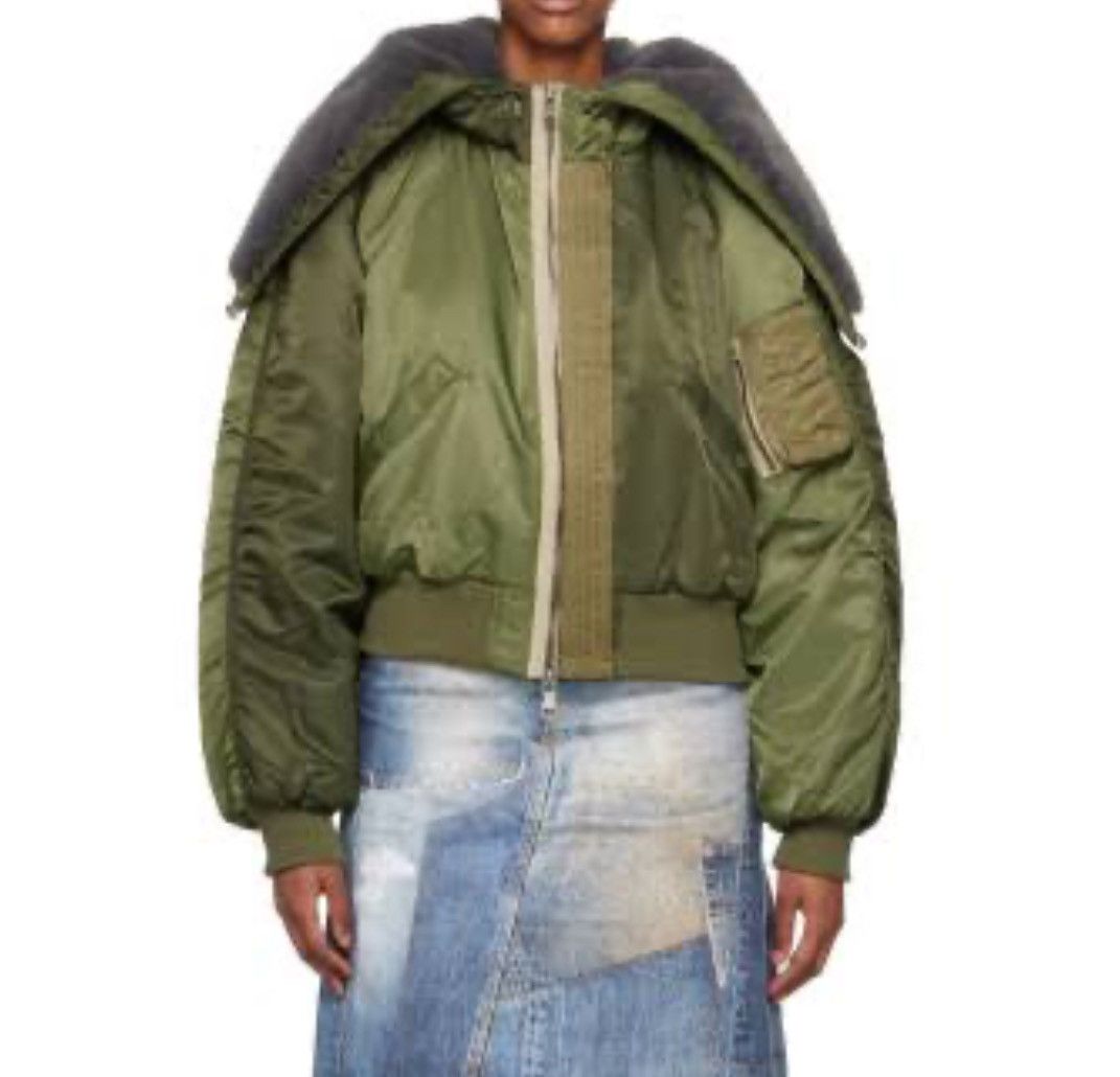 image of Andersson Bell Olive Kamila Bomber Jacket in Green, Women's (Size Small)