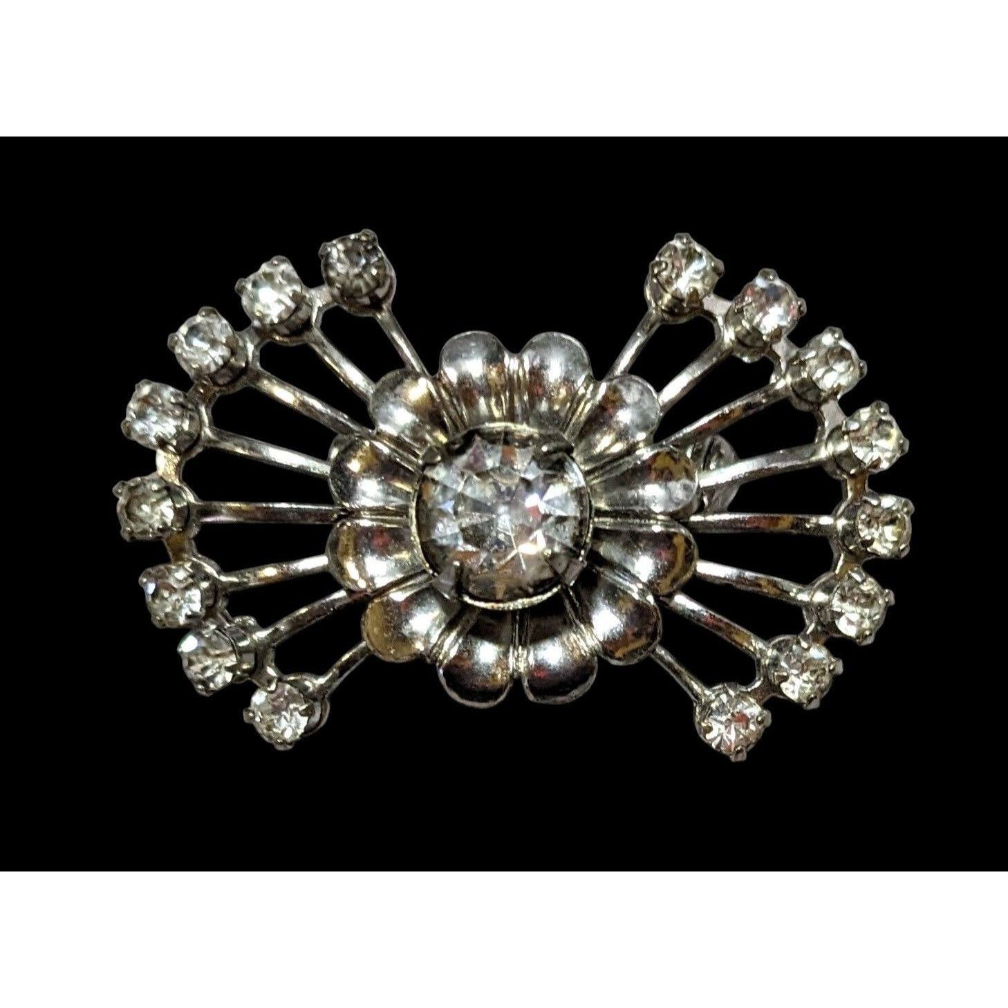 Other Vintage 50s Atomic Sunburst Silver Tone Rhinestone Brooch Size ONE SIZE - 1 Thumbnail