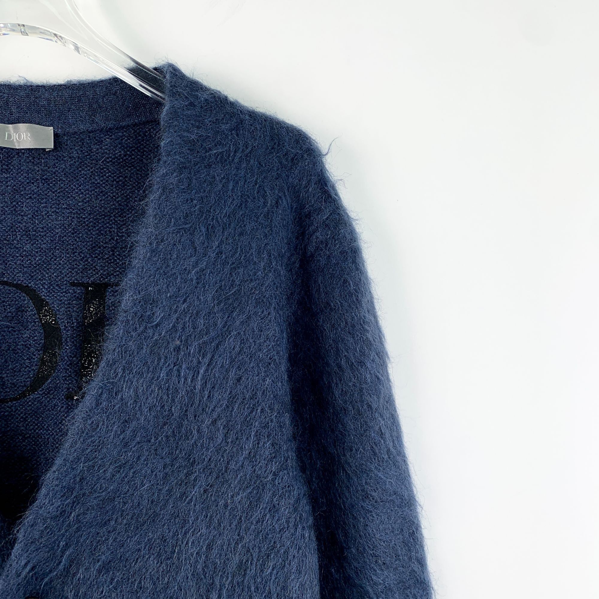 Dior Christian Dior Dark Blue Mohair V-Neck Embroidered Long-Slee Size S / US 4 / IT 40 - 7 Thumbnail
