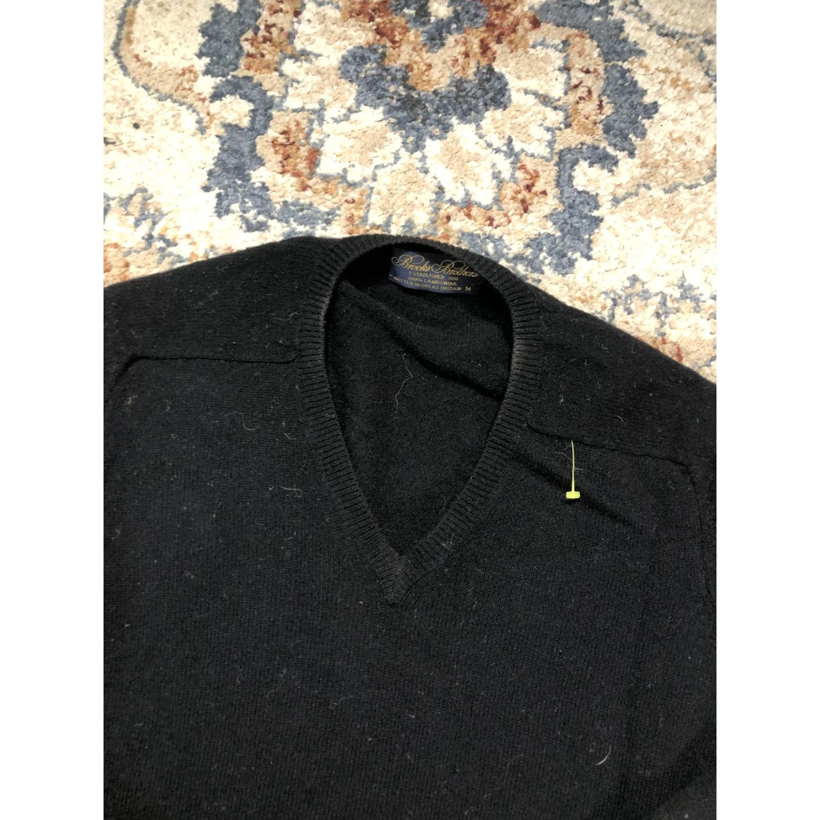 Brooks Brothers Brooks Brothers Sweater Mens M Black 100% Lambswool Knit V Neck Pullover Size US M / EU 48-50 / 2 - 6 Thumbnail