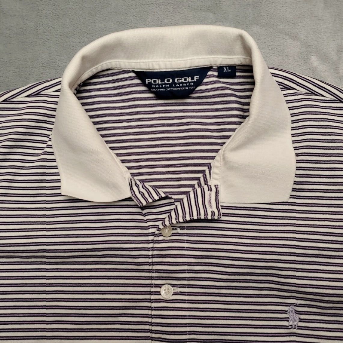 Polo Ralph Lauren Polo Ralph Lauren Shirt Mens XL Purple Striped Pima Cotton Golf Cuscowilla Size US XL / EU 56 / 4 - 2 Thumbnail