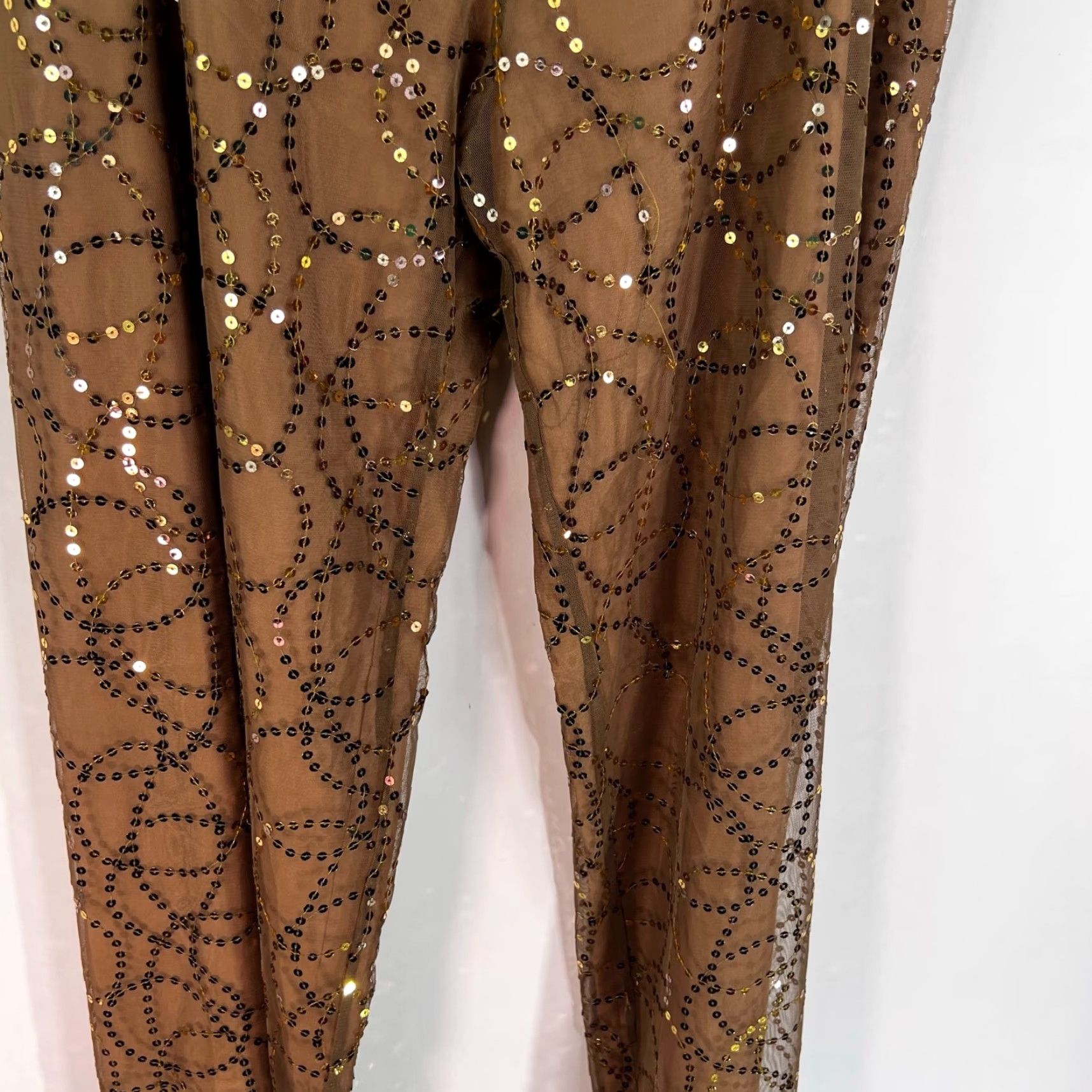 Vintage VINTAGE Muse Pants Womens Size 12 Brown 32x31 Sequin Geometric Lined 31 Inseam Size 34" / US 12 / IT 48 - 3 Thumbnail