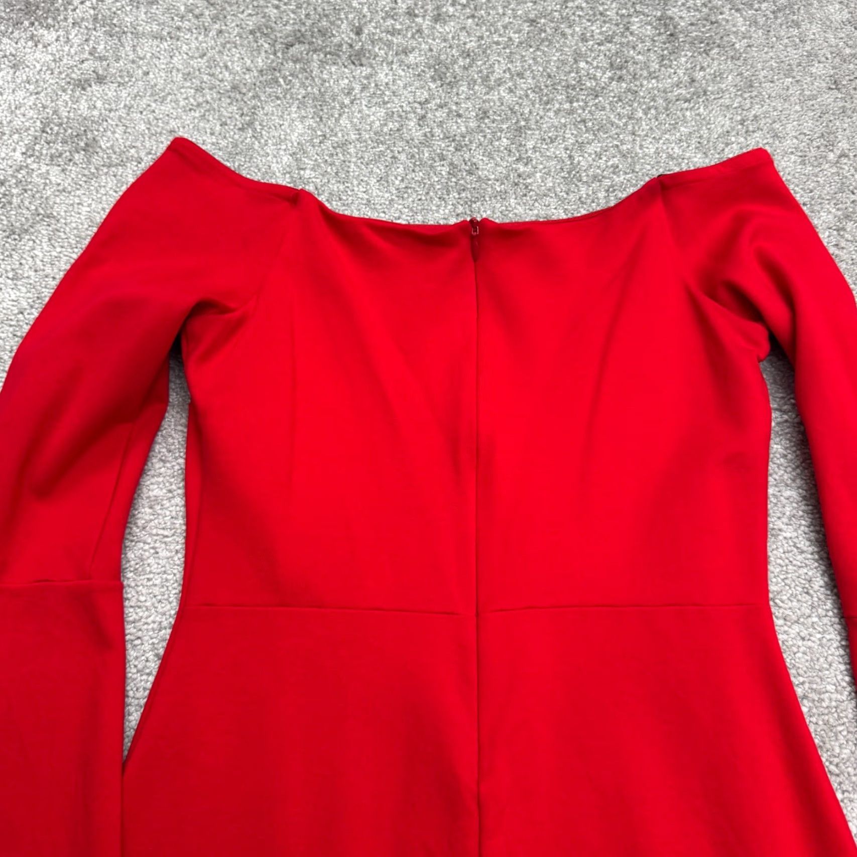 Lulus Lulus Off Shoulder Bell Long Sleeve Bodycon Mini Dress Womens Small Red Stretch Size S / US 4 / IT 40 - 3 Thumbnail