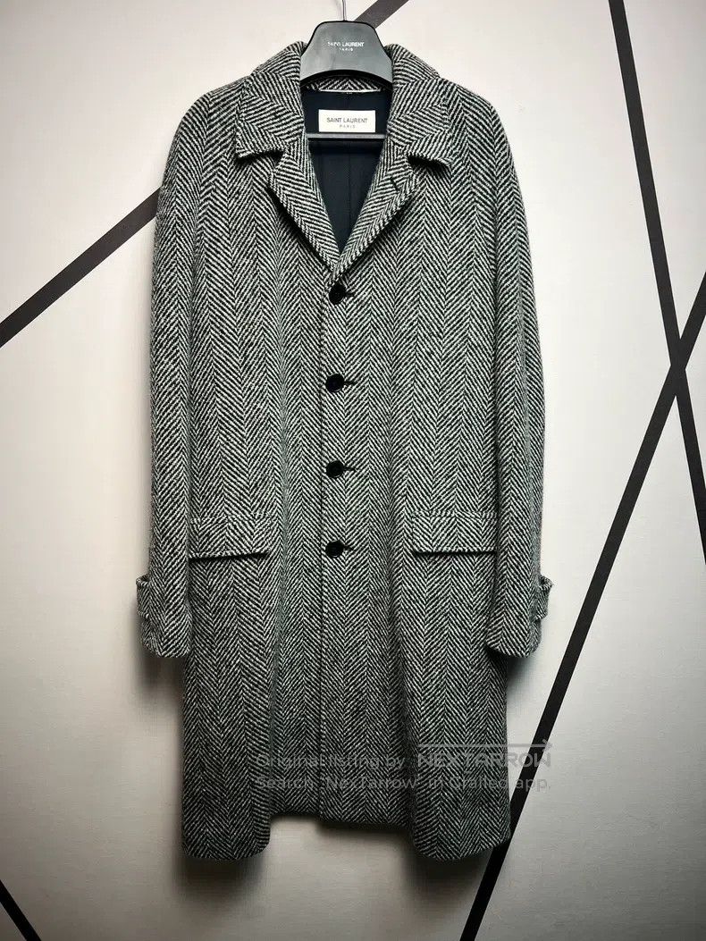 Saint Laurent Paris Saint Laurent Paris Herringbone Wool Coat Size US M / EU 48-50 / 2 - 1 Thumbnail