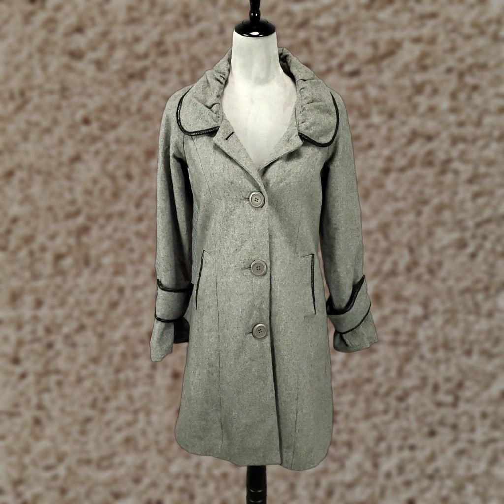 BB Dakota Womens BB Dakota Wool Blend Jacket Gray Long Longline Coat Lined Size Small Basic Jacket Pockets Collared Size S / US 4 / IT 40 - 1 Thumbnail