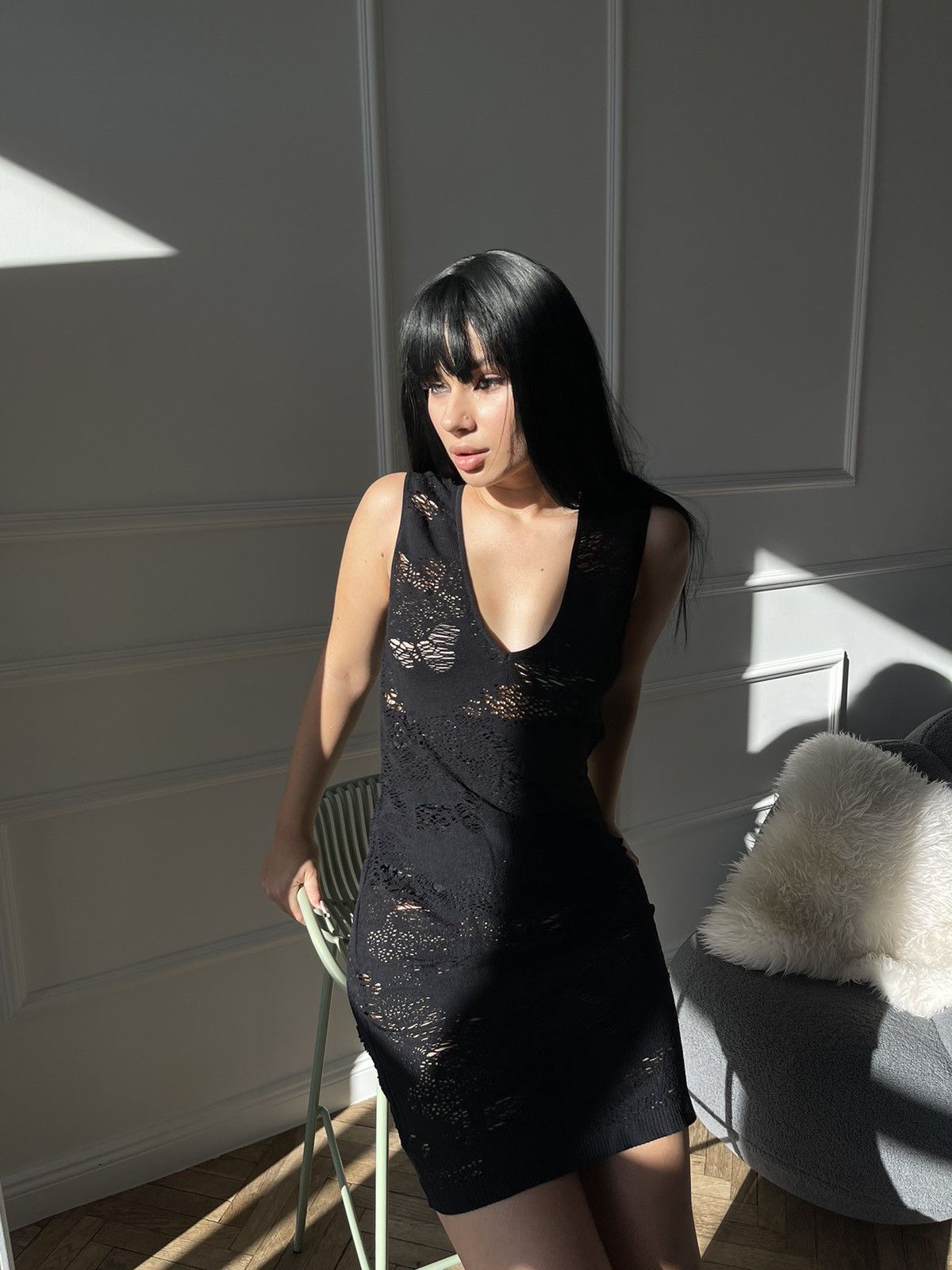Versace × Versus Versace Versace Versus Distressed Dress Size L / US 10 / IT 46 - 2 Thumbnail