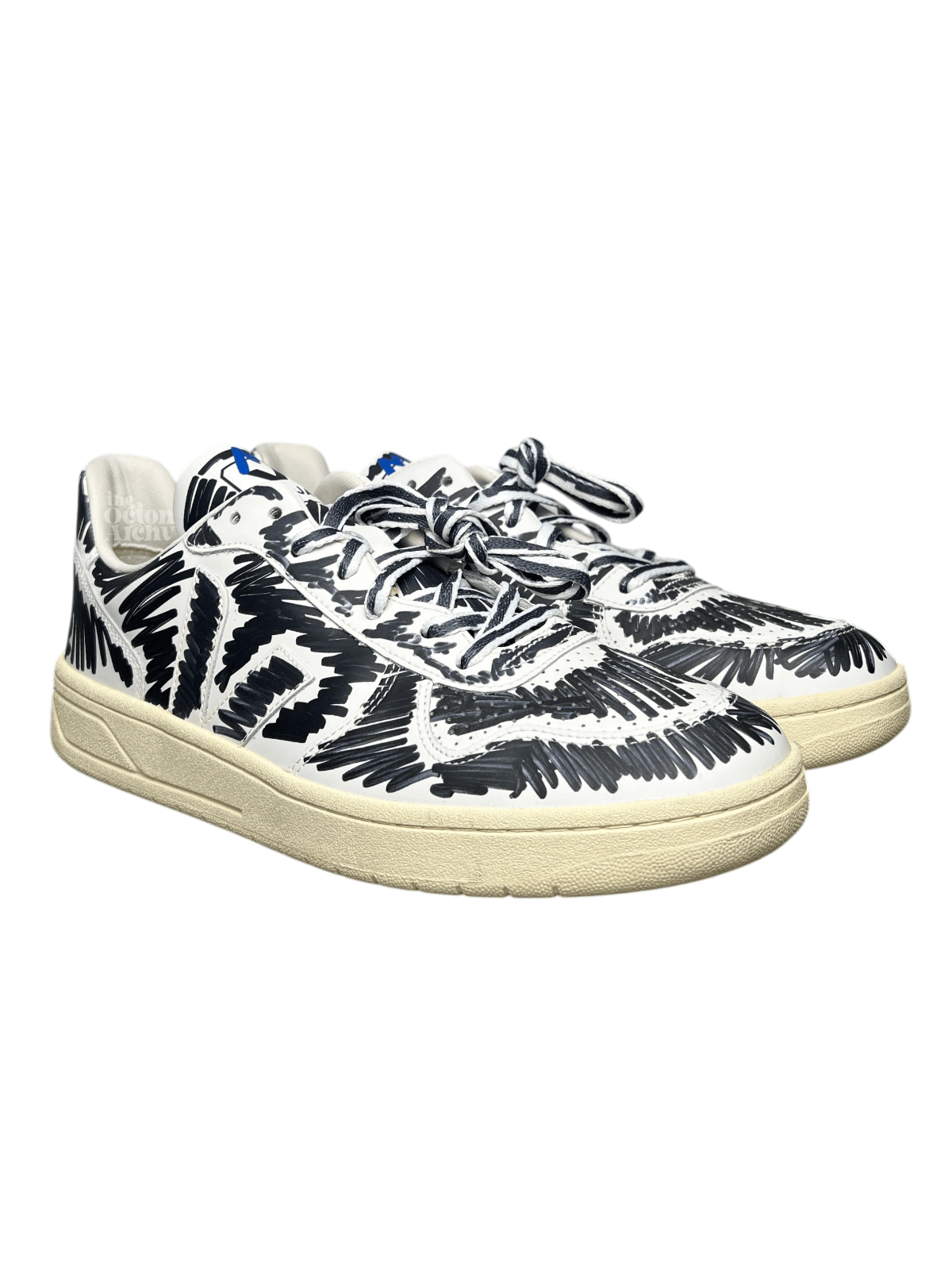 Marni × Veja Size 45 Veja x Marni V-10 Leather Black-Scribble VX0203067A Size US 11 / EU 44 - 1 Thumbnail