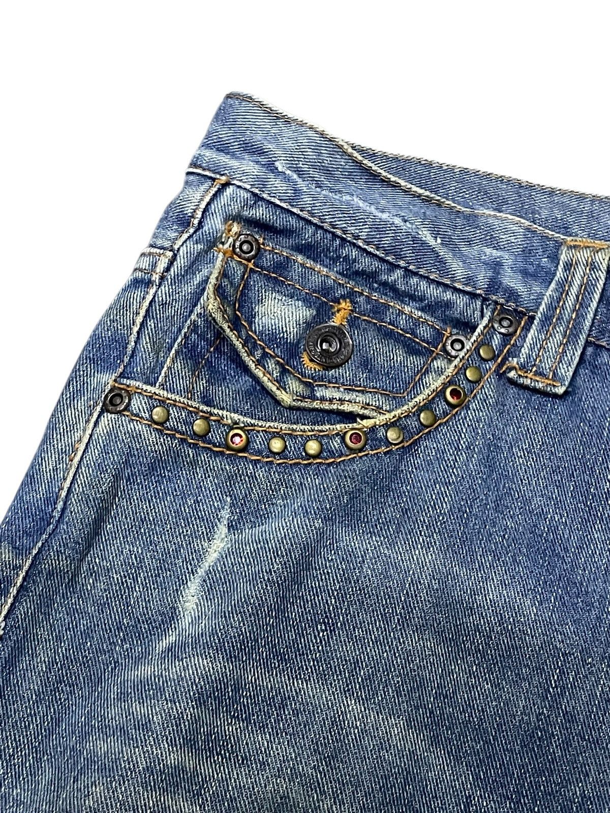 Japanese Brand × Le Grande Bleu (L.G.B.) × Tornado Mart Nylaus Japan Spiral Flare Studded Rhinestones Muddy Jeans Size US 32 / EU 48 - 12 Thumbnail
